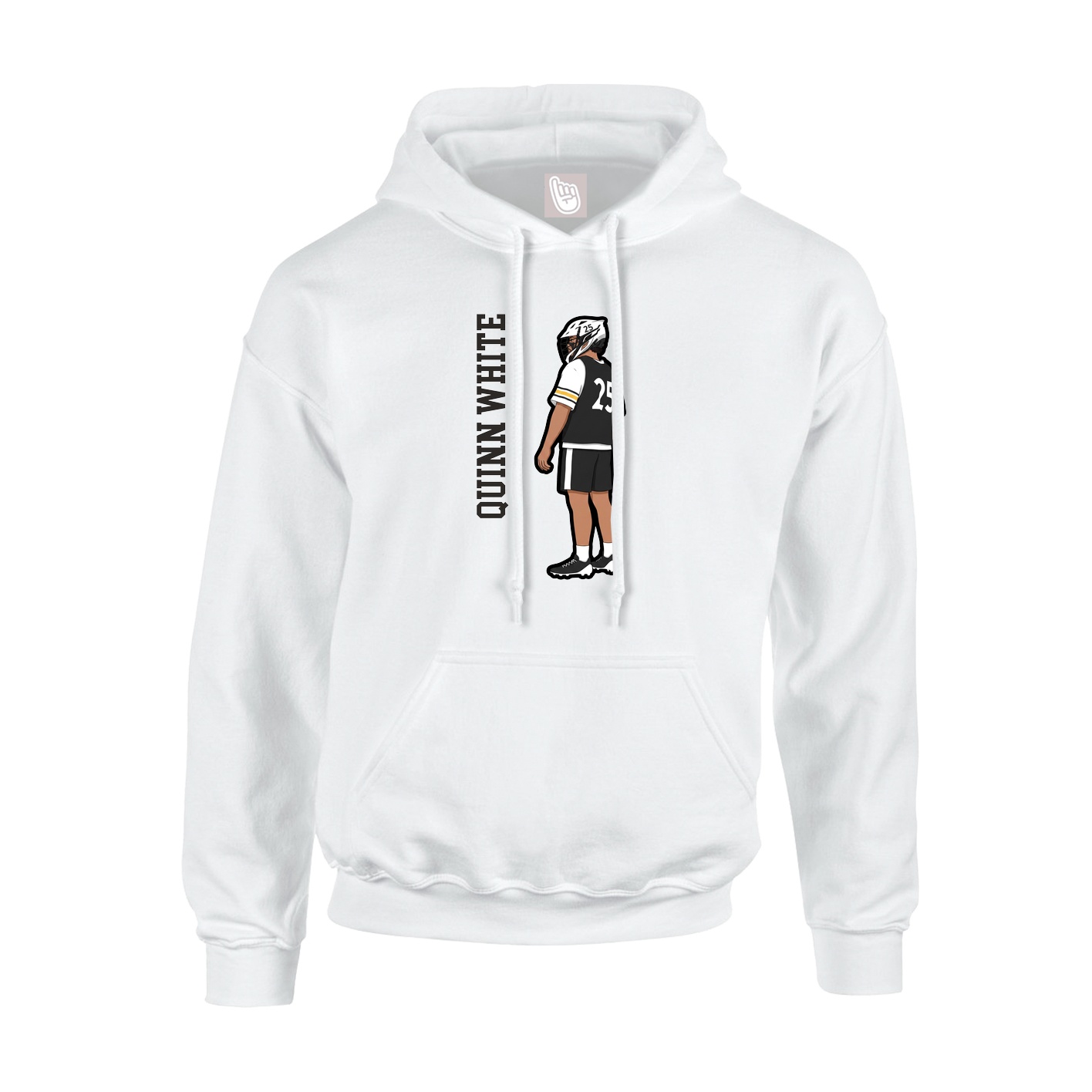 Youth Hoodie — Name Vertical in White