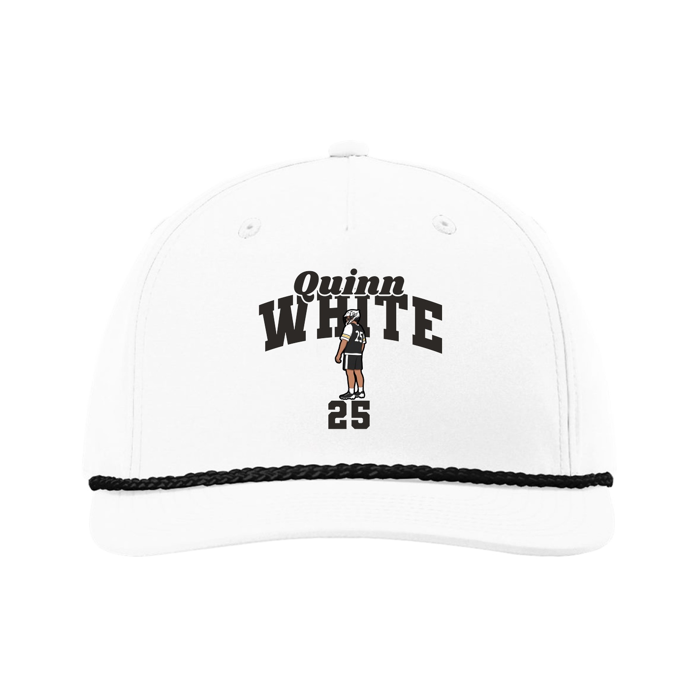 Five-Panel Classic Rope Cap — Signature Arch in White
