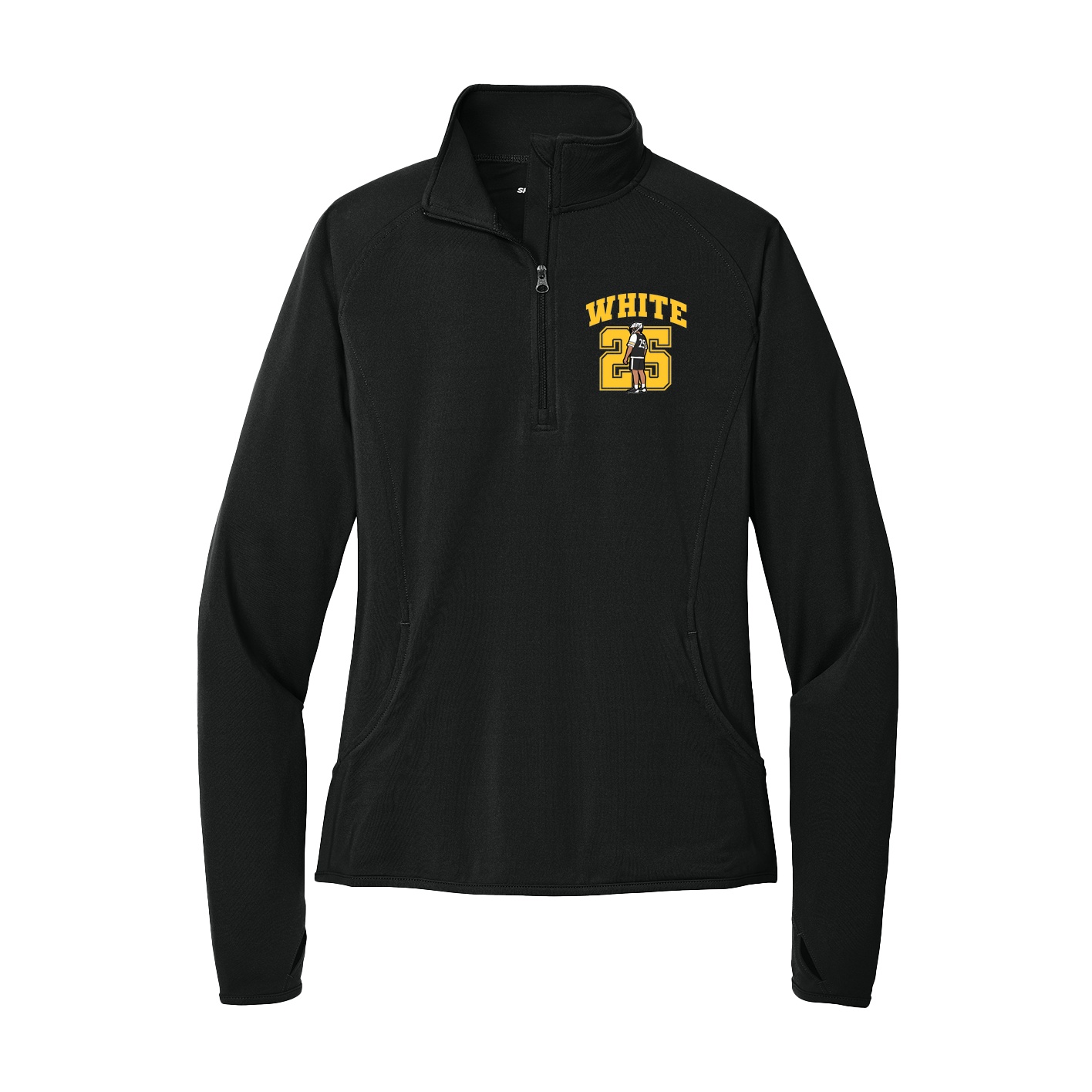 Women's Q-Zip Pullover — Number in Black
