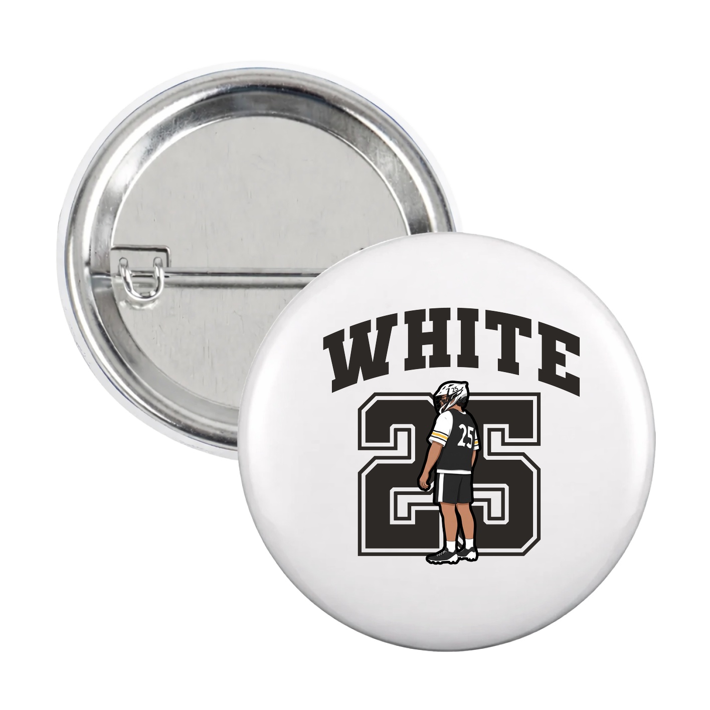 Game Day Button — Number in White