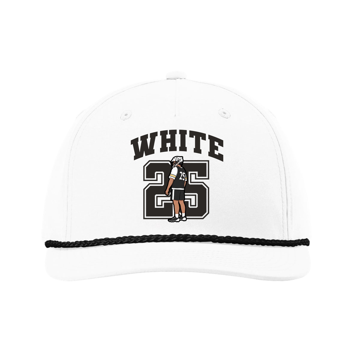 Five-Panel Classic Rope Cap — Number in White