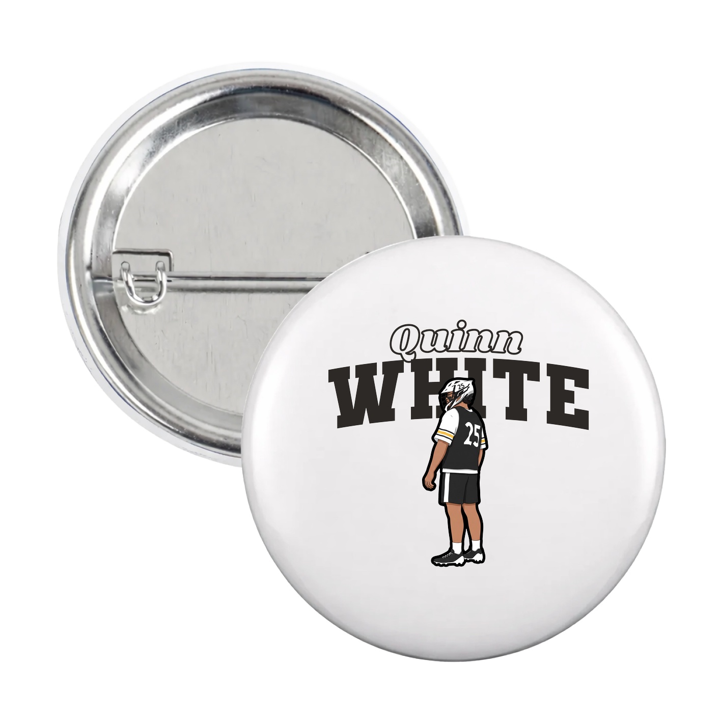Game Day Button — Name Arch in White
