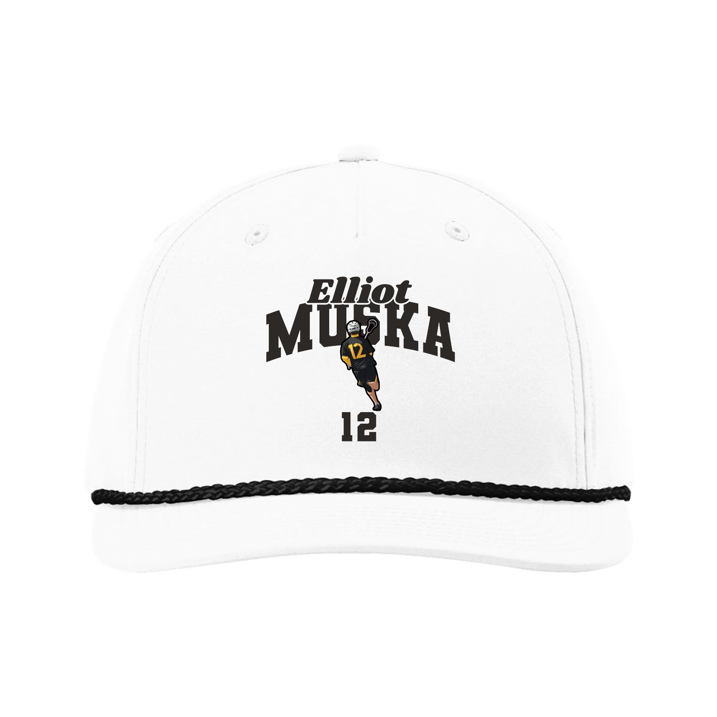 Five-Panel Classic Rope Cap — Signature Arch in White