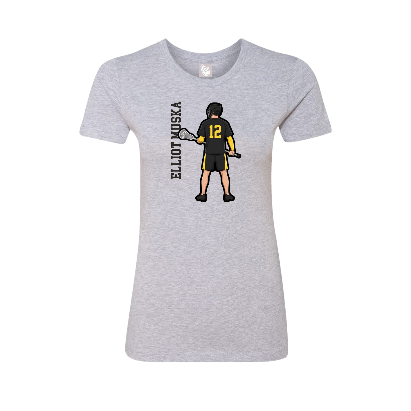 Fitted Women's Tee — Name Vertical in Grey