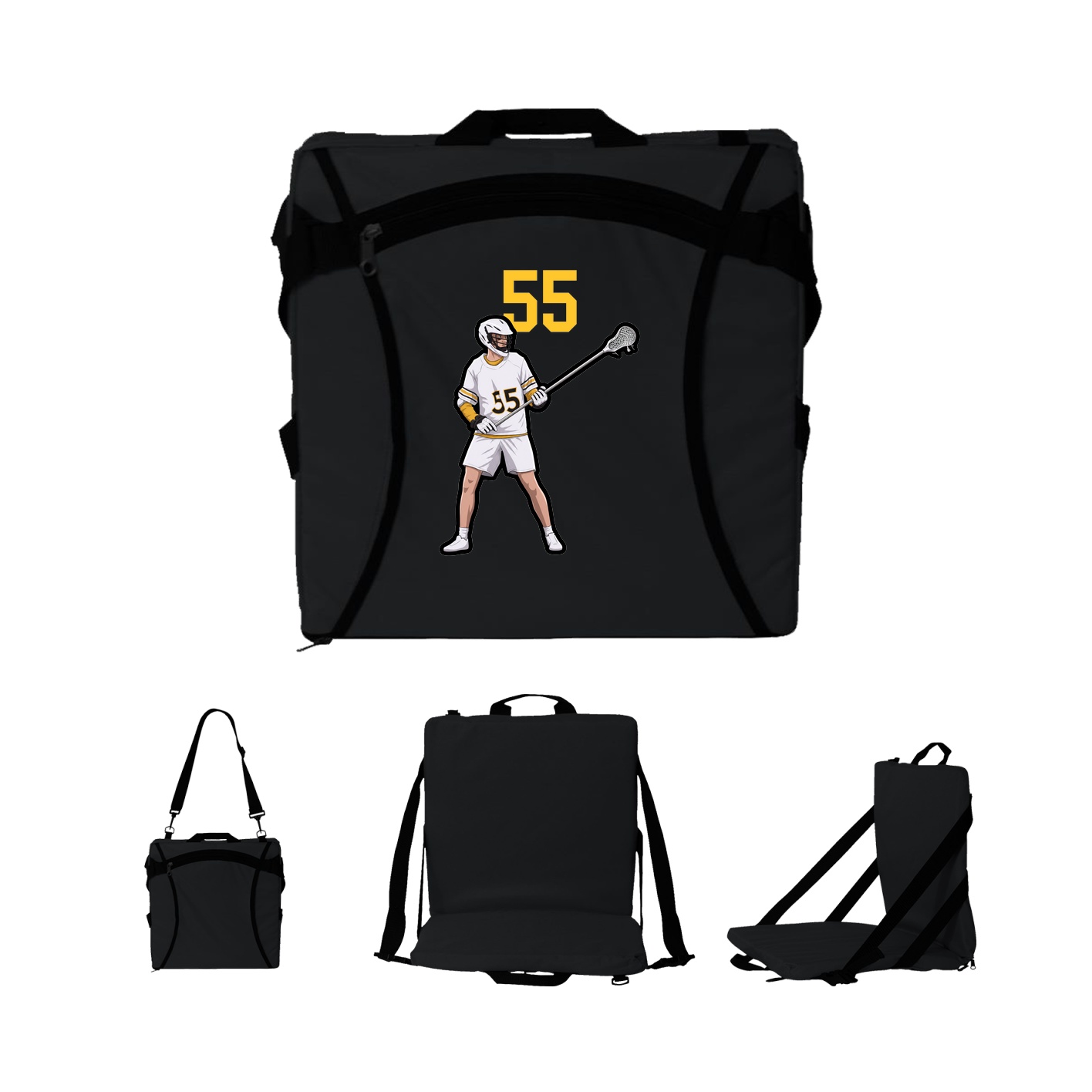 Folding Stadium Seat — Number Top in Black