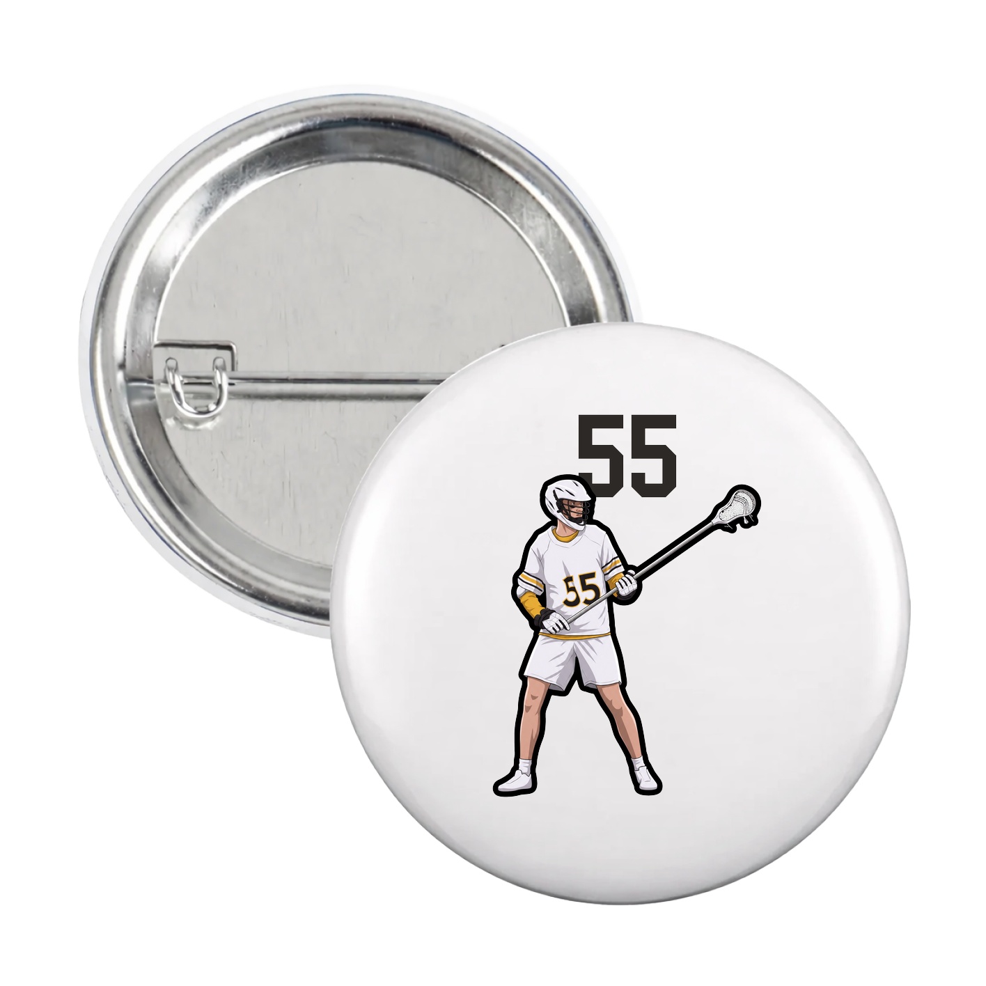 Game Day Button — Number Top in White