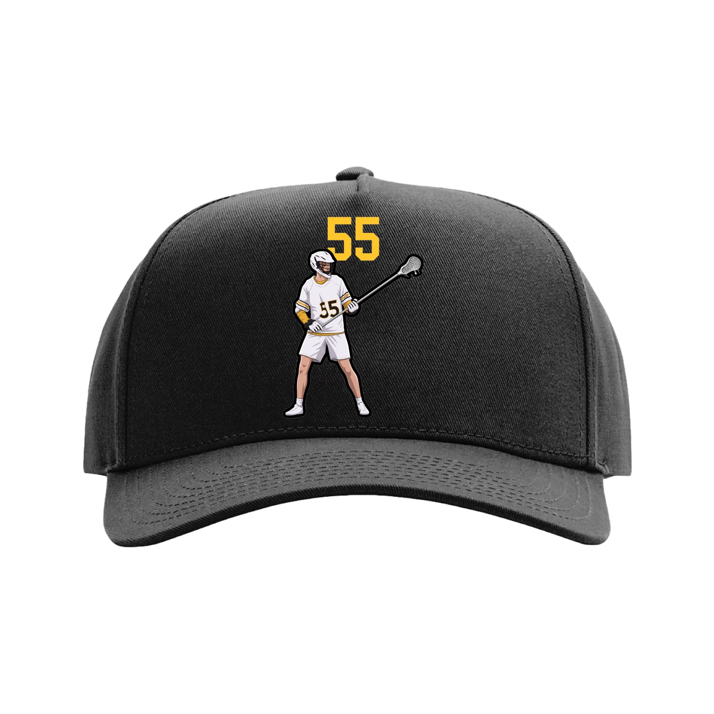 Full Fabric Five-Panel Champ Cap — Number Top in Black