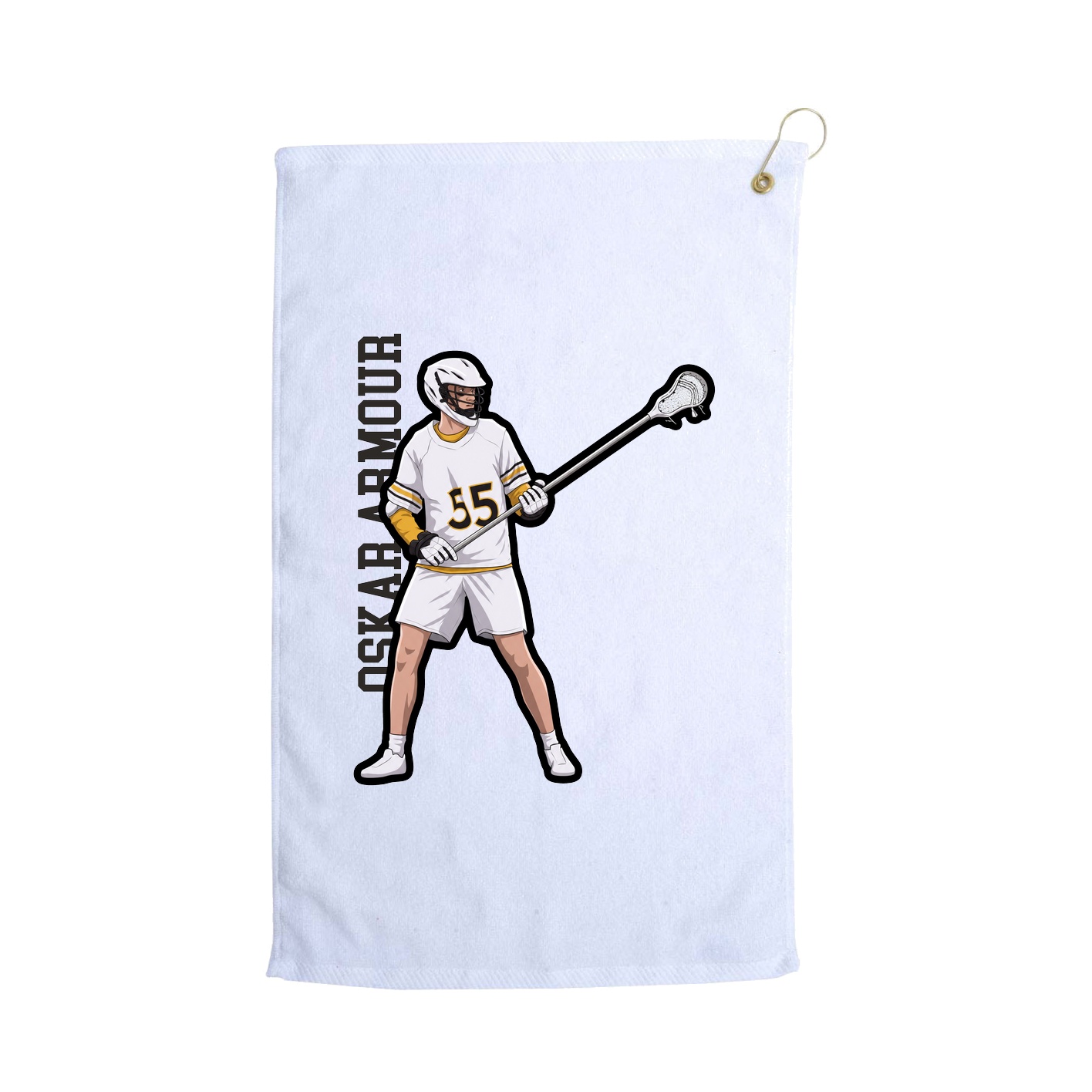 Golf Towel — Name Vertical in White