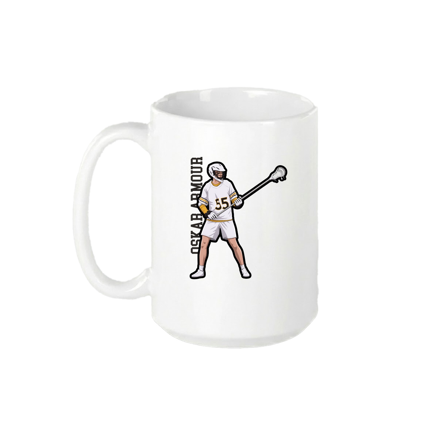 15oz Coffee Mug — Name Vertical in White