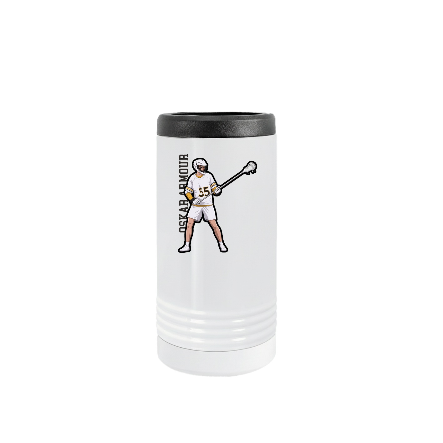 Slim Beverage Holder — Name Vertical in White