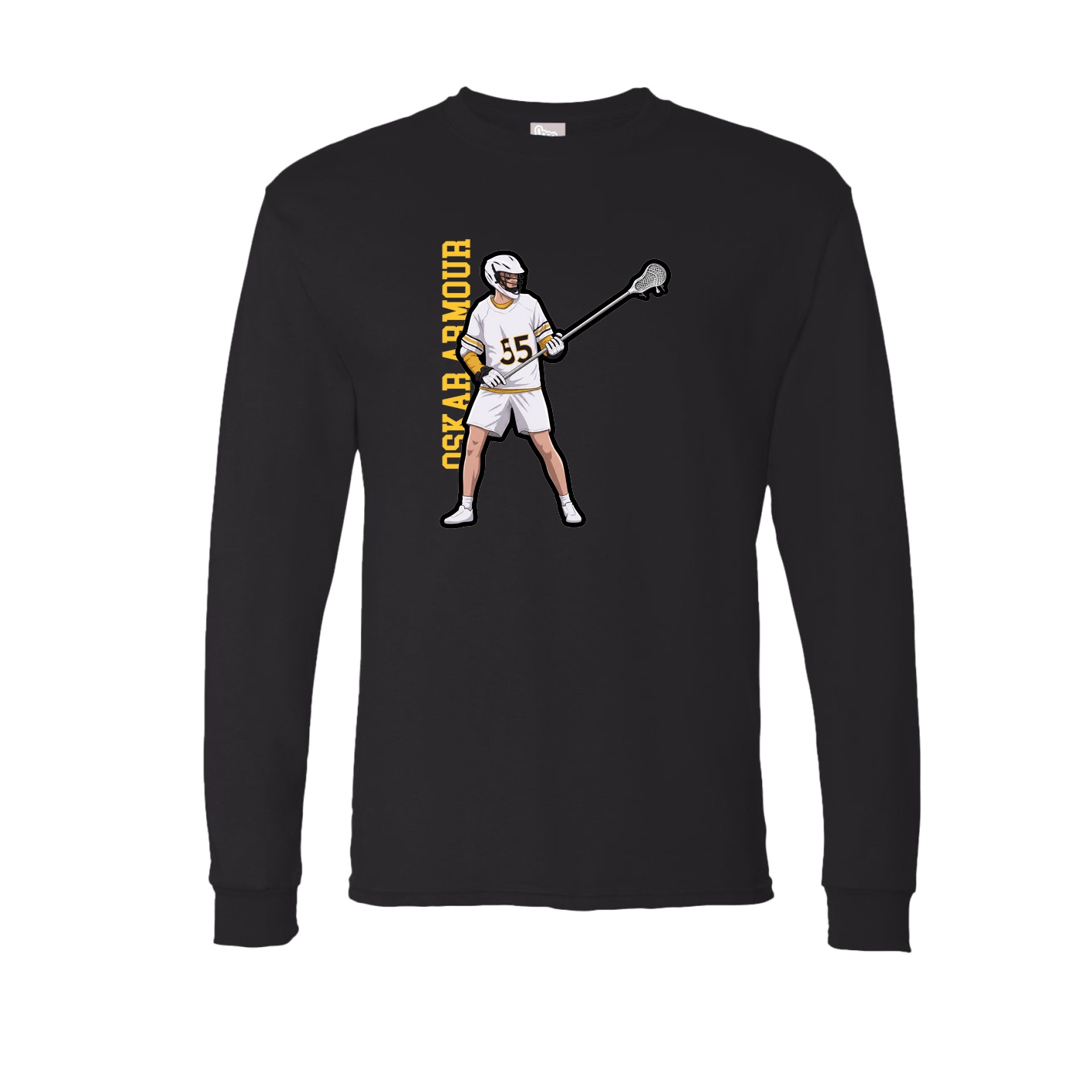 Long Sleeve Tee — Name Vertical in Black