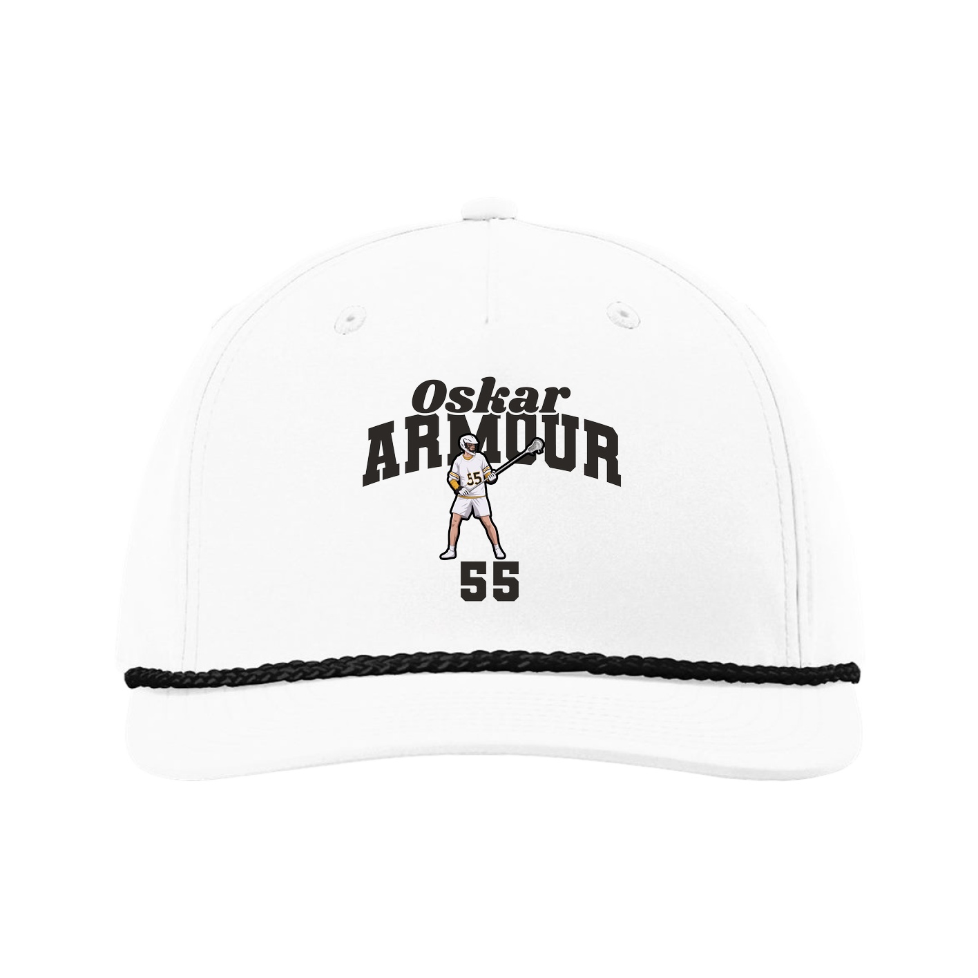 Five-Panel Classic Rope Cap — Signature Arch in White