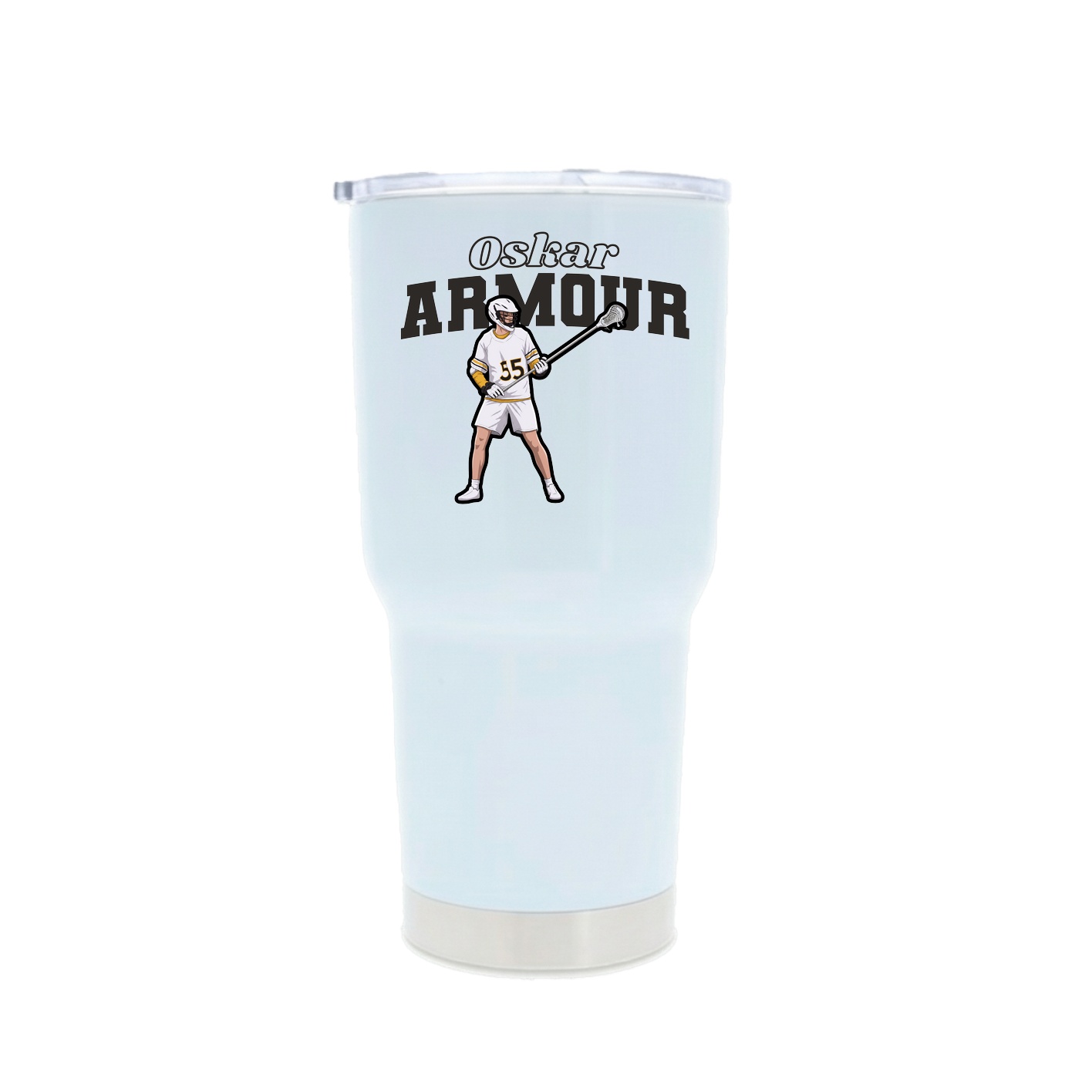 30oz Stainless Steel Tumbler — Name Arch in White