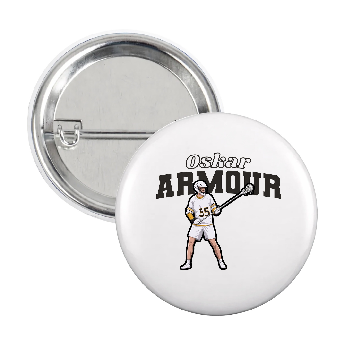 Game Day Button — Name Arch in White