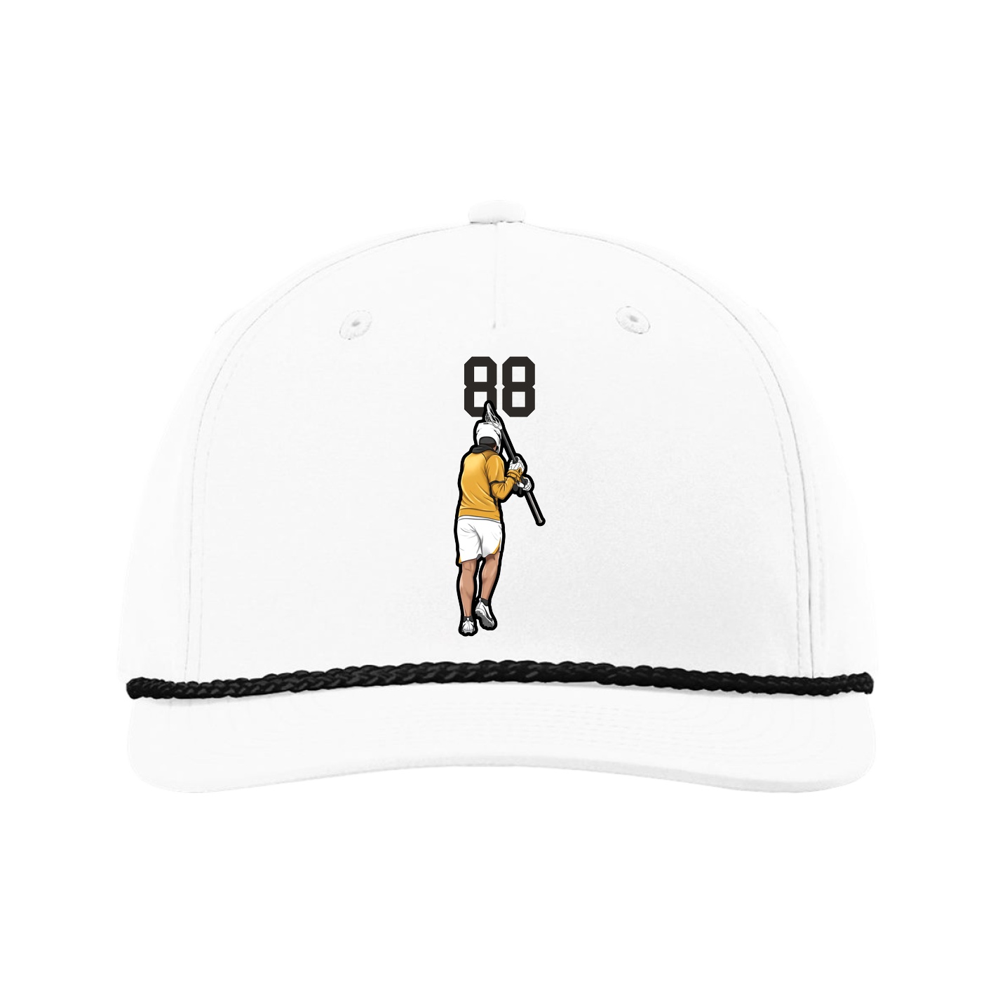 Five-Panel Classic Rope Cap — Number Top in White