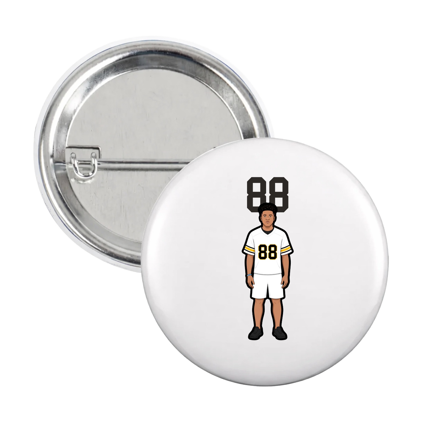 Game Day Button — Number Top in White