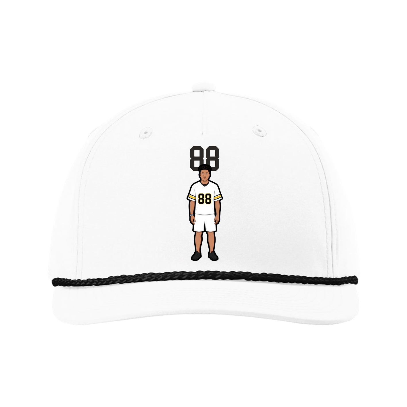 Five-Panel Classic Rope Cap — Number Top in White