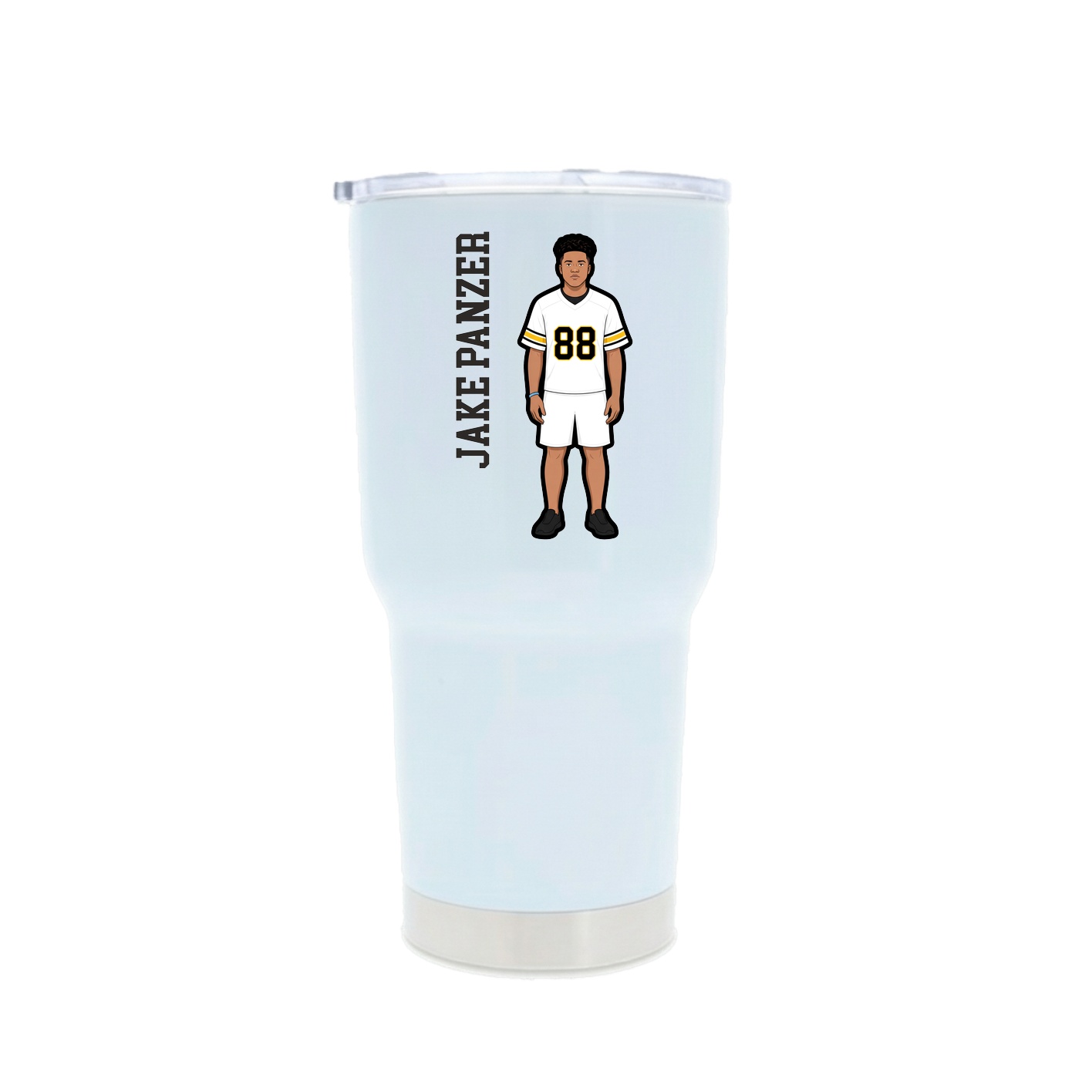 30oz Stainless Steel Tumbler — Name Vertical in White