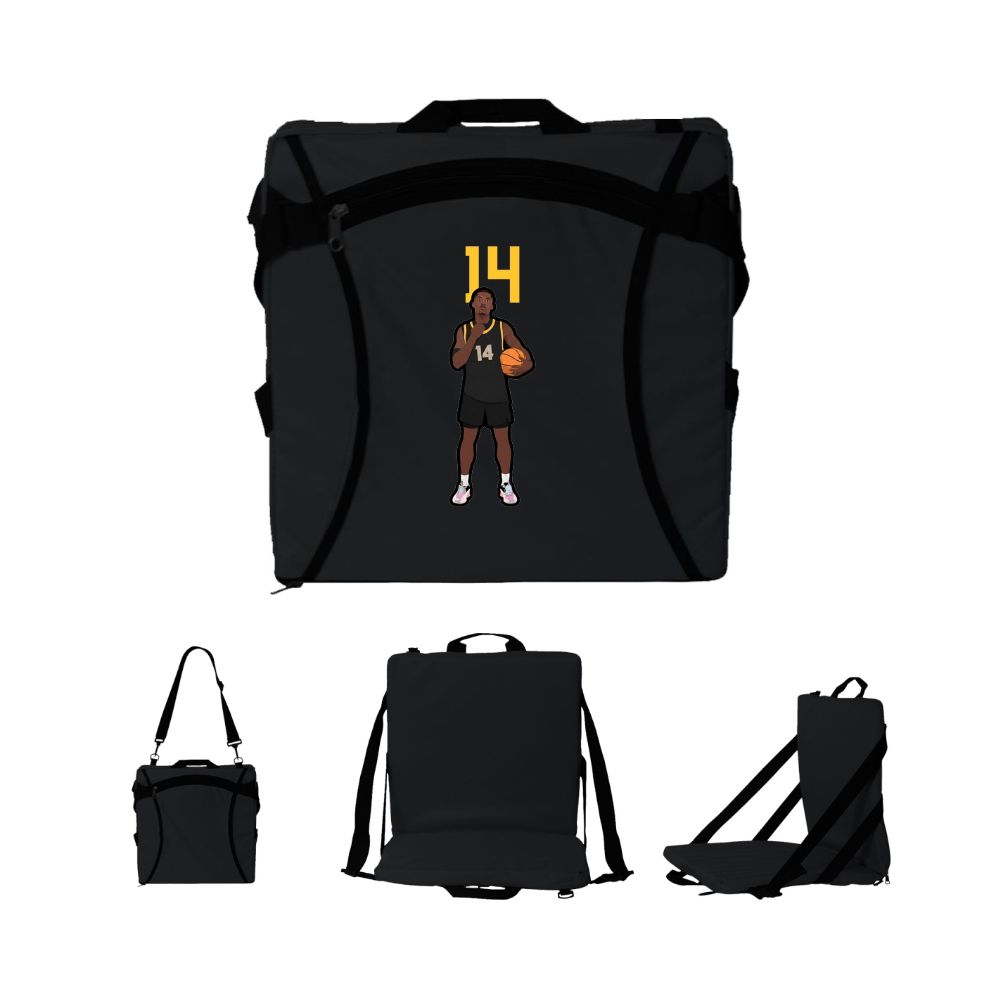 Folding Stadium Seat — Number Top in Black