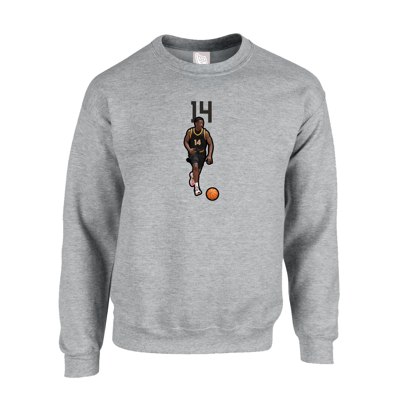 Fleece Crew — Number Top in Grey