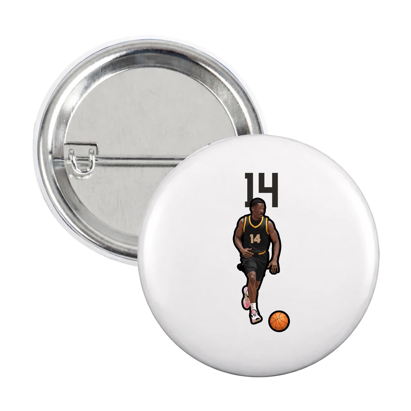 Game Day Button — Number Top in White