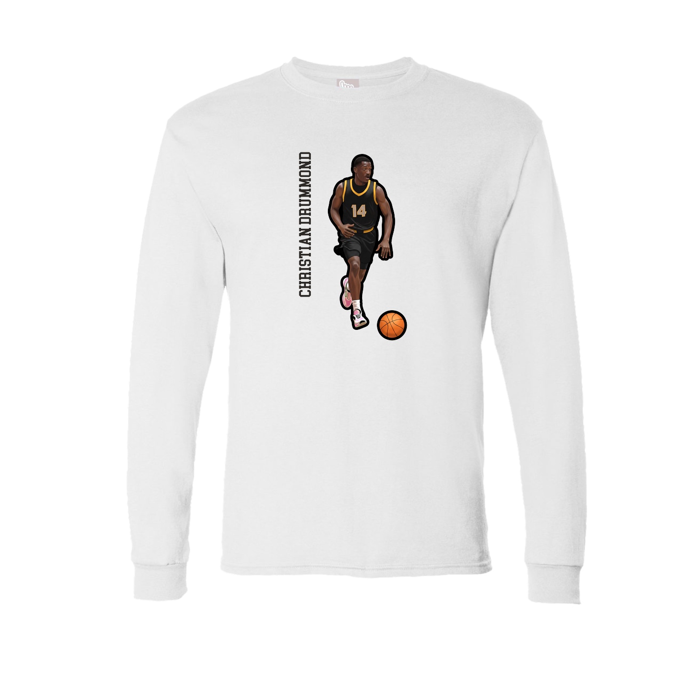 Long Sleeve Tee — Name Vertical in White