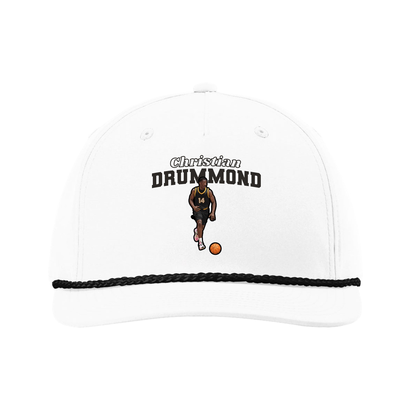 Five-Panel Classic Rope Cap — Name Arch in White