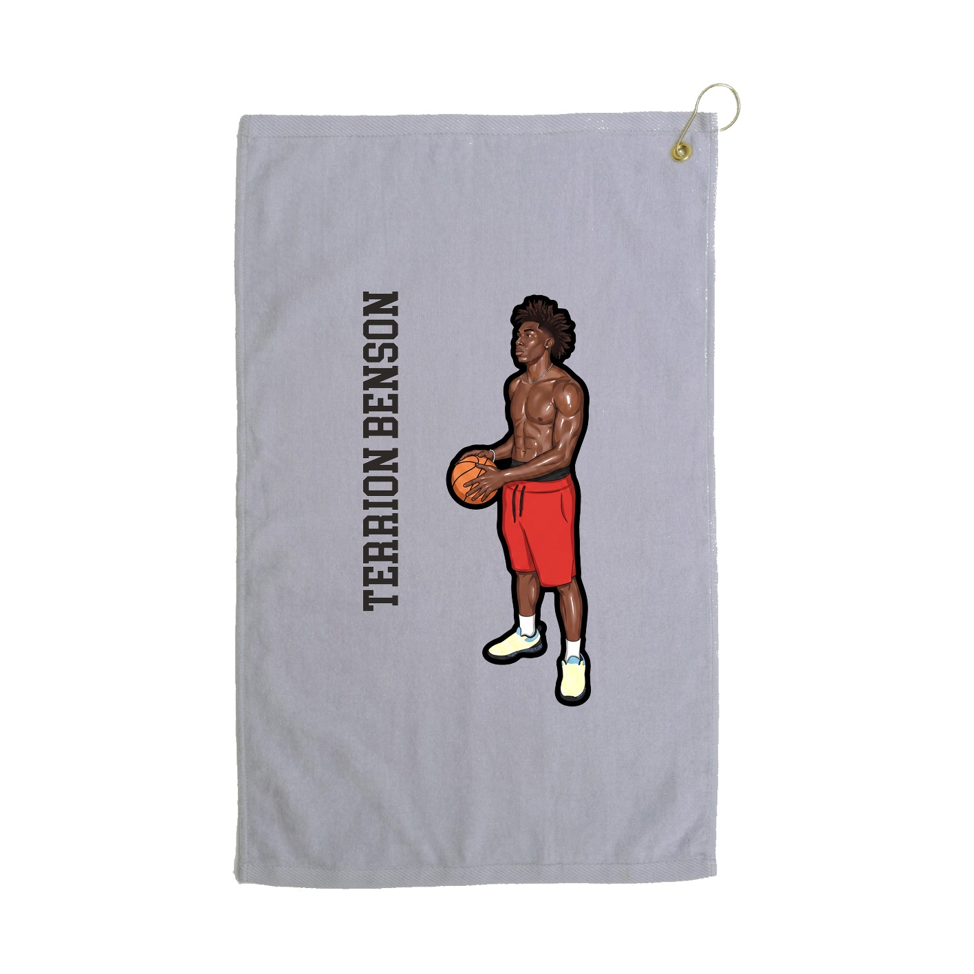 Golf Towel — Name Vertical in Grey