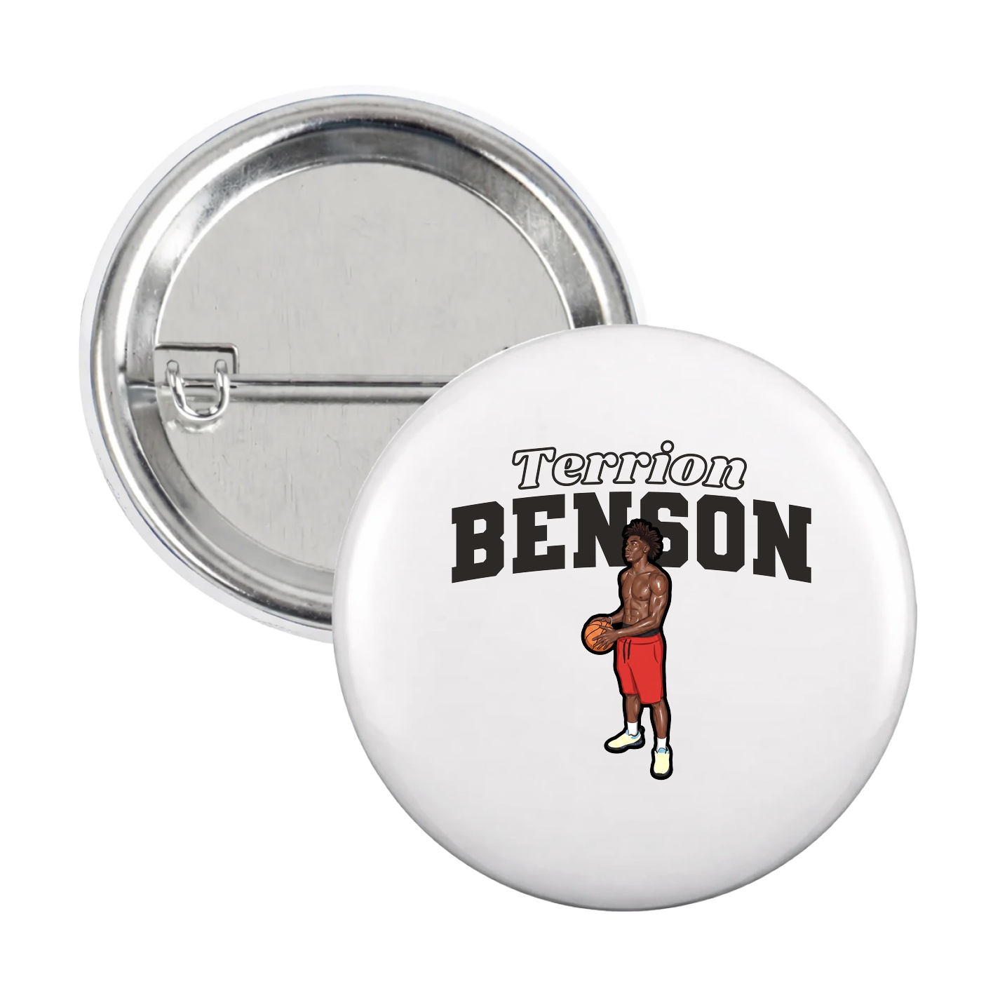 Game Day Button — Name Arch in White