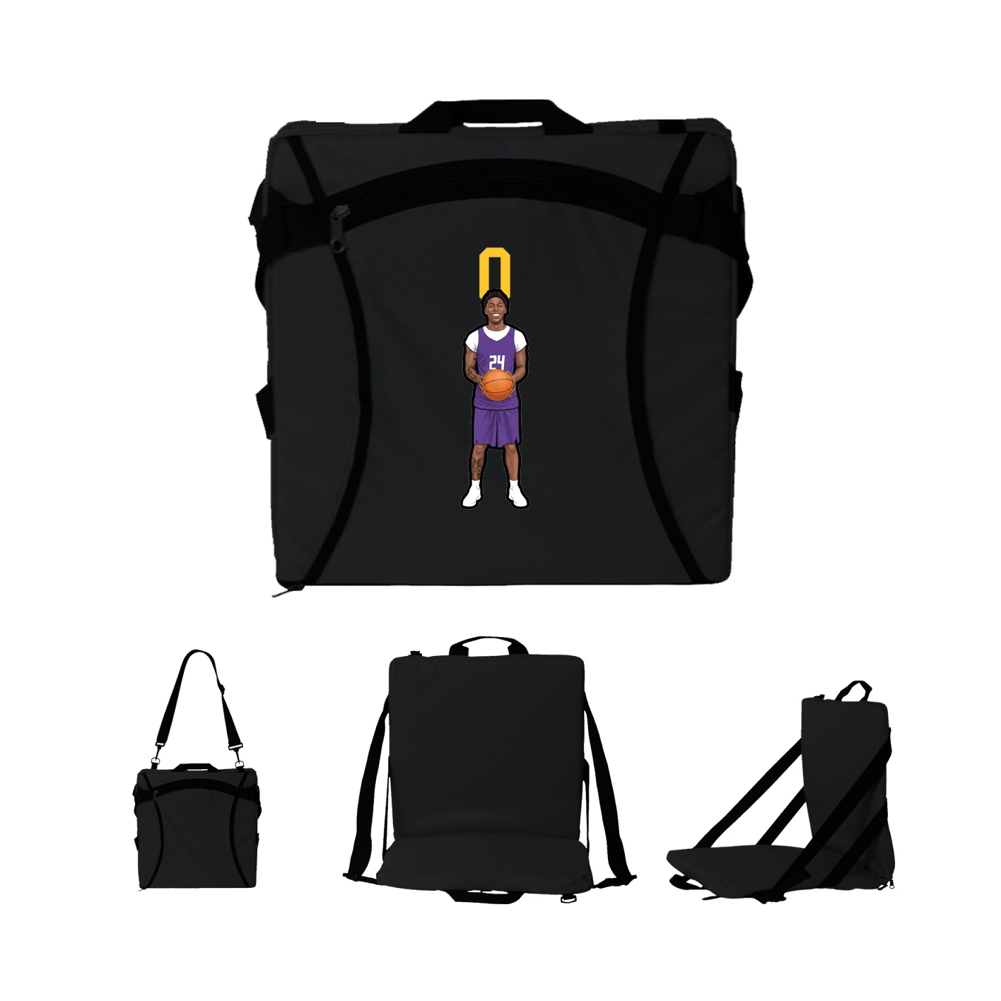 Folding Stadium Seat — Number Top in Black