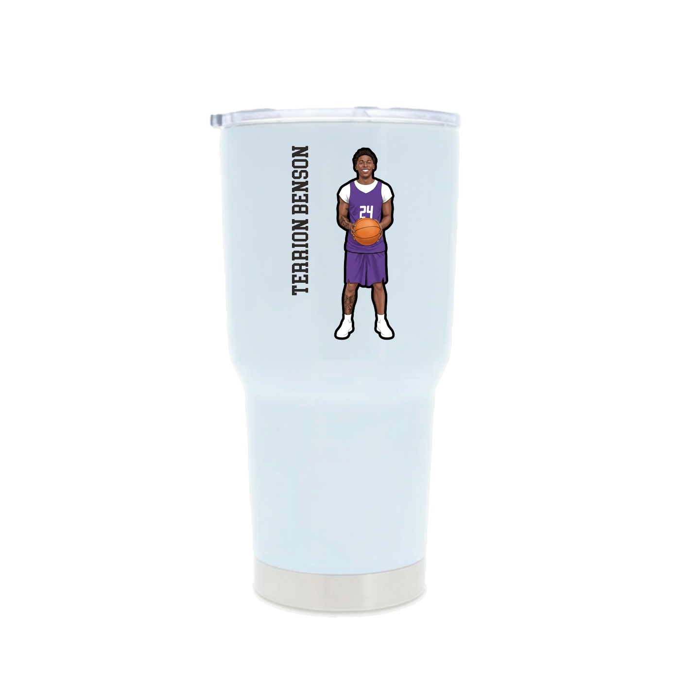 30oz Stainless Steel Tumbler — Name Vertical in White
