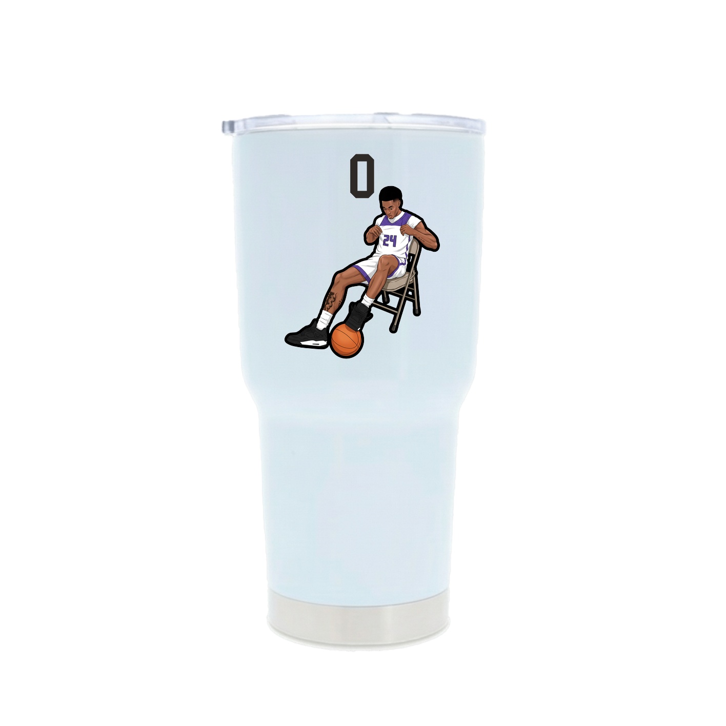 30oz Stainless Steel Tumbler — Number Top in White