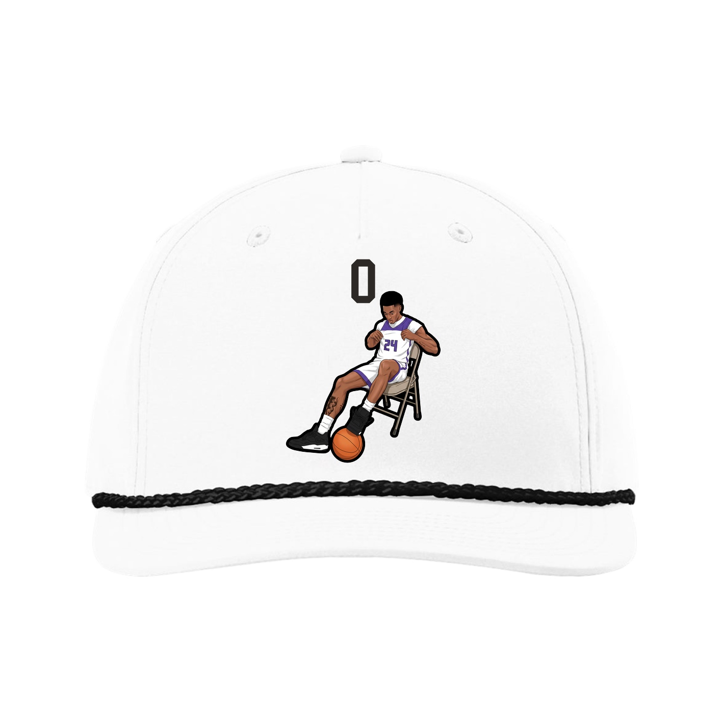 Five-Panel Classic Rope Cap — Number Top in White