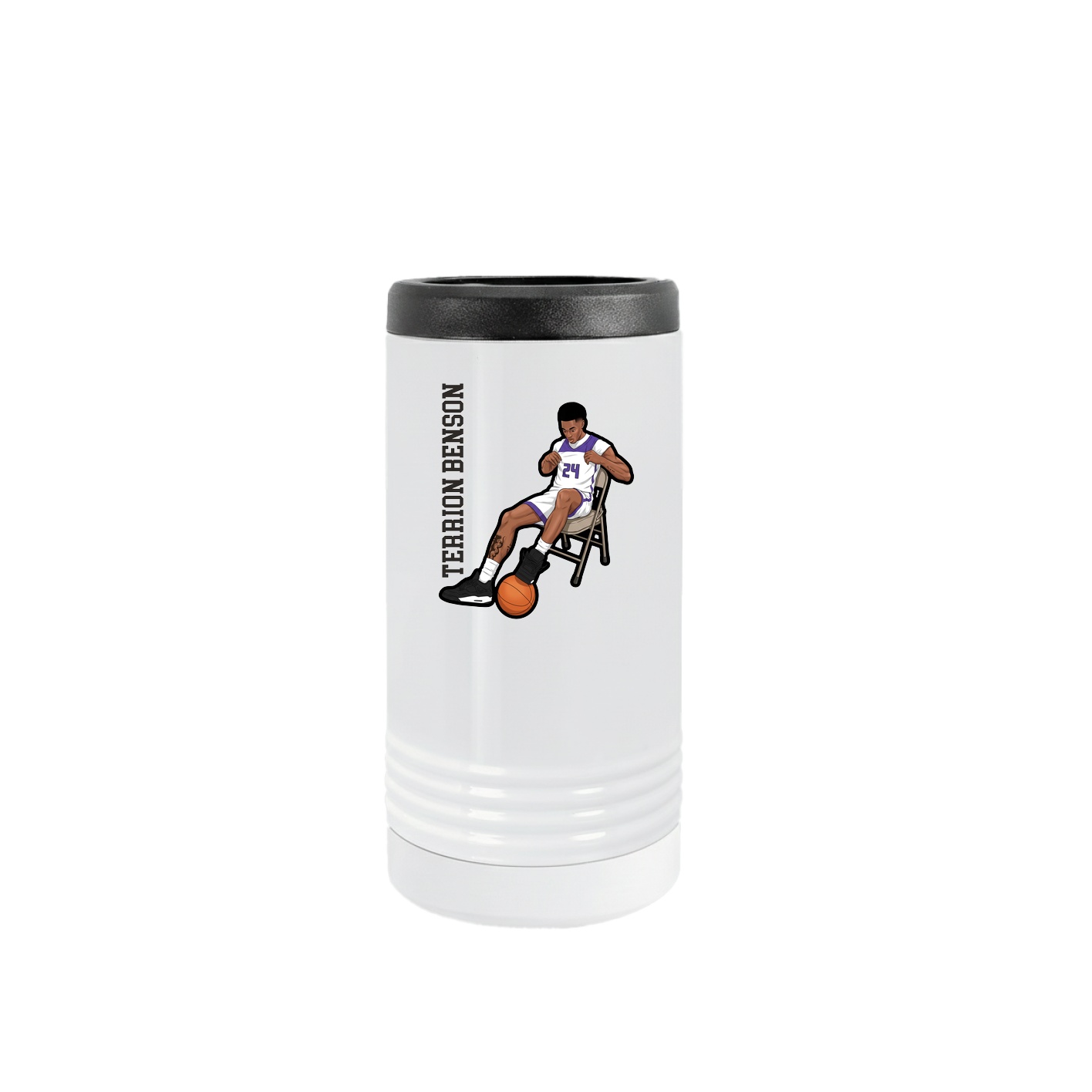 Slim Beverage Holder — Name Vertical in White