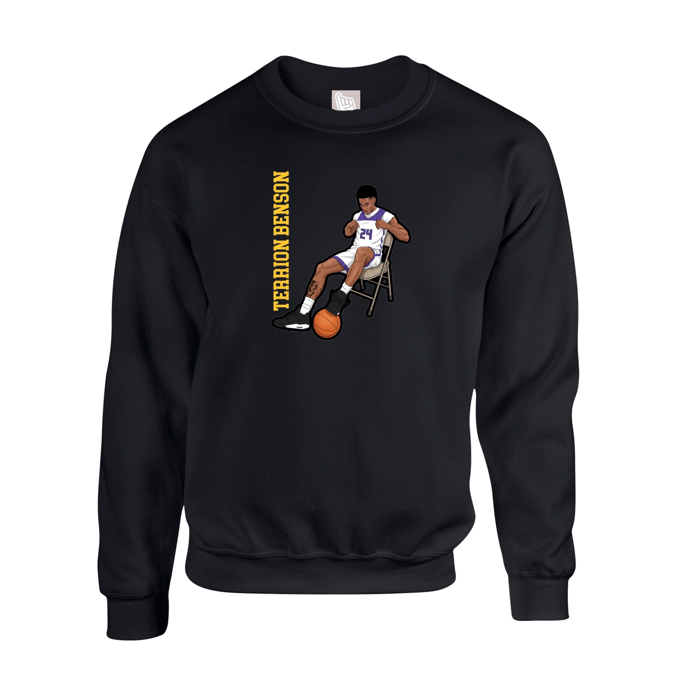 Fleece Crew — Name Vertical in Black