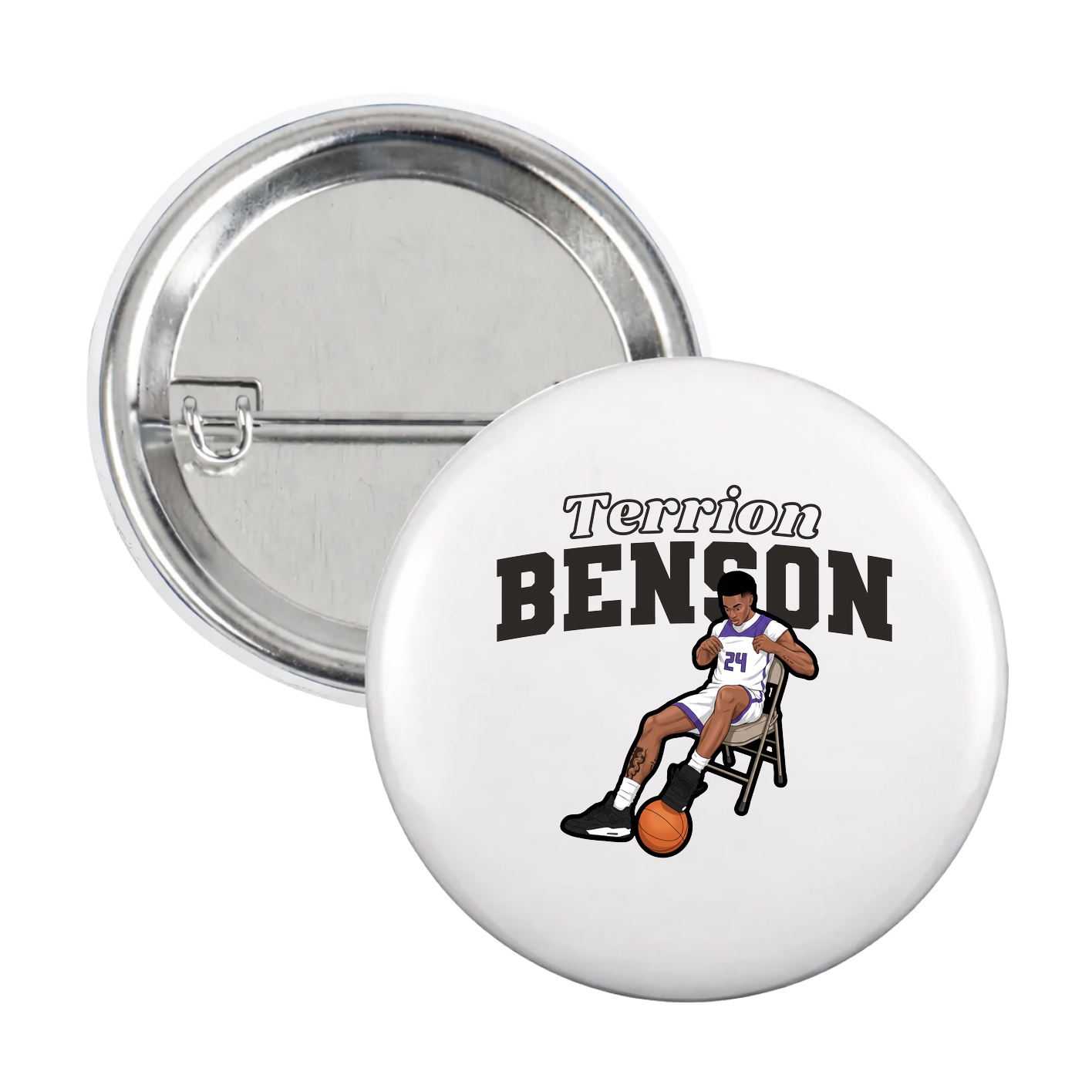 Game Day Button — Name Arch in White