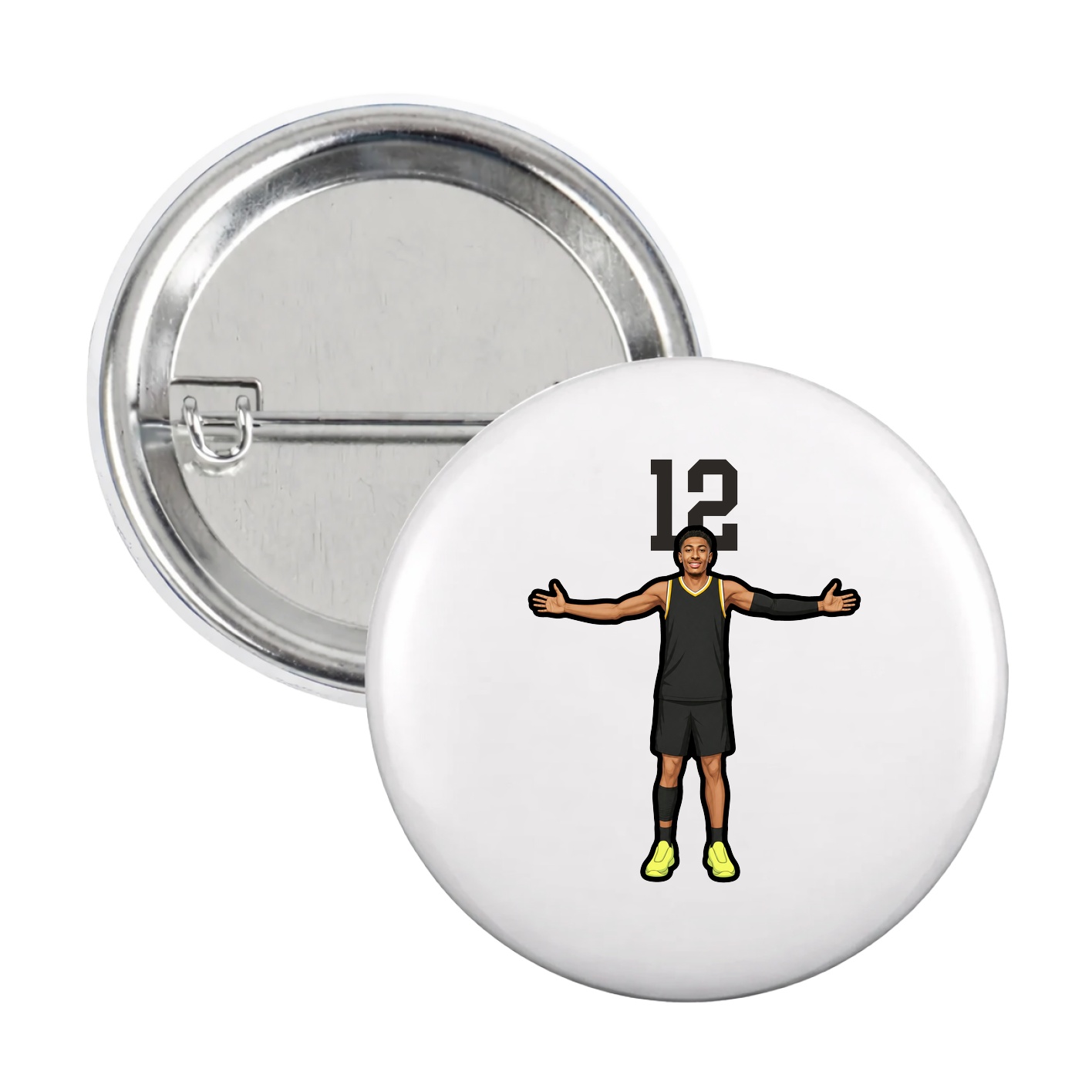 Game Day Button — Number Top in White