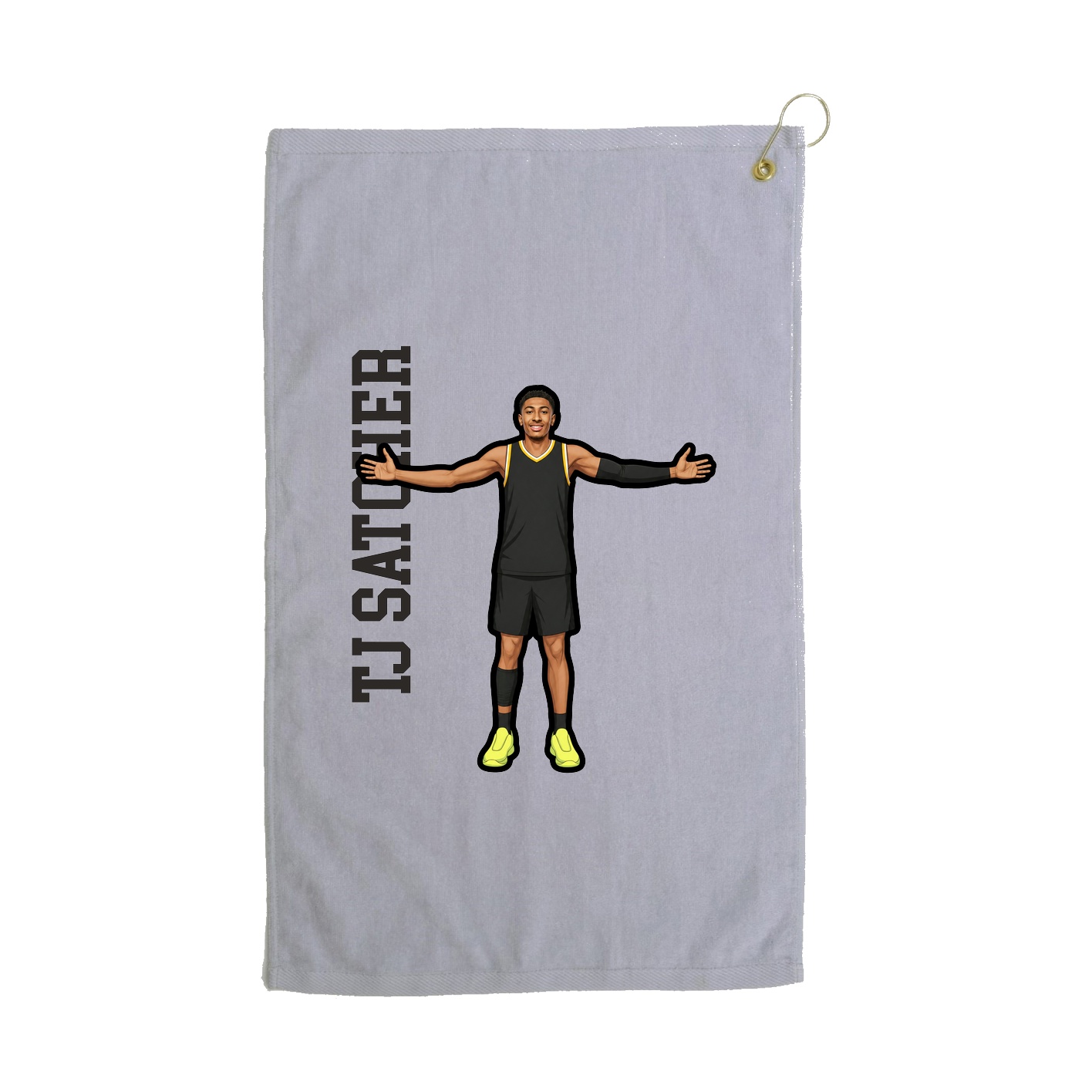 Golf Towel — Name Vertical in Grey