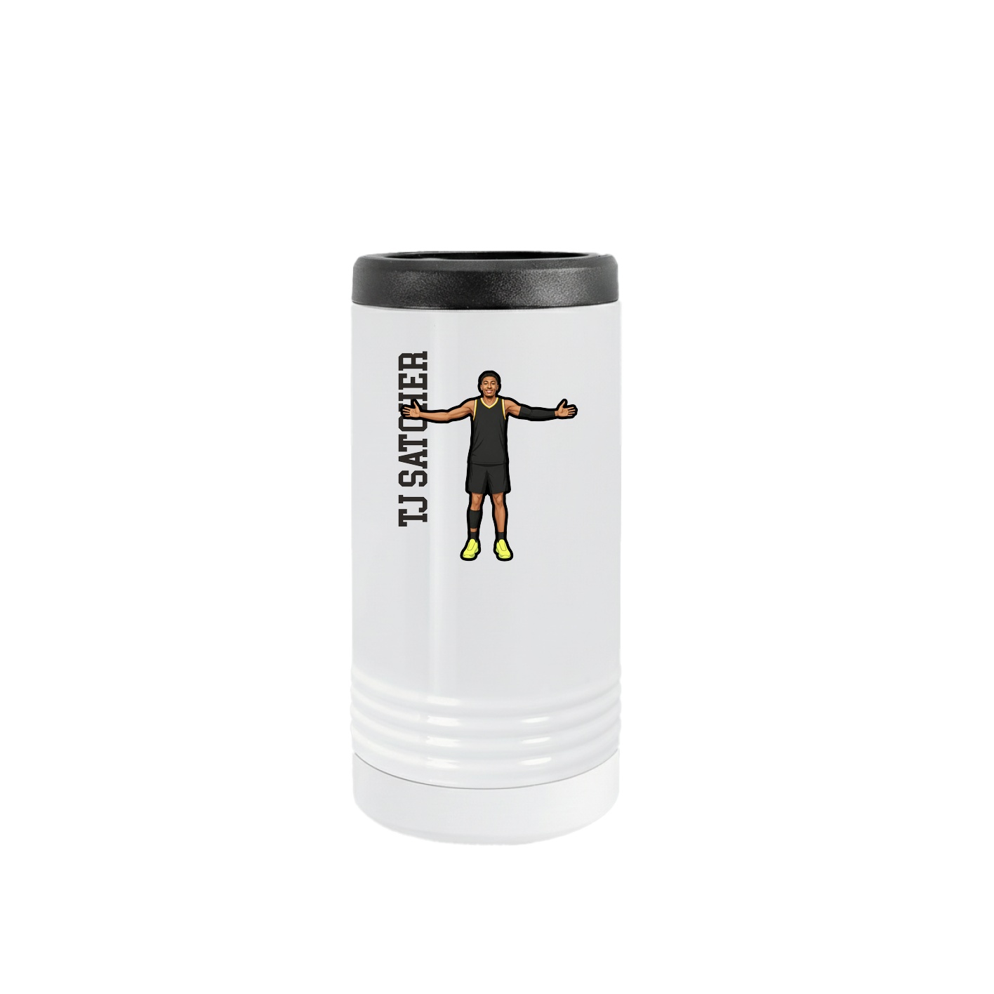 Slim Beverage Holder — Name Vertical in White