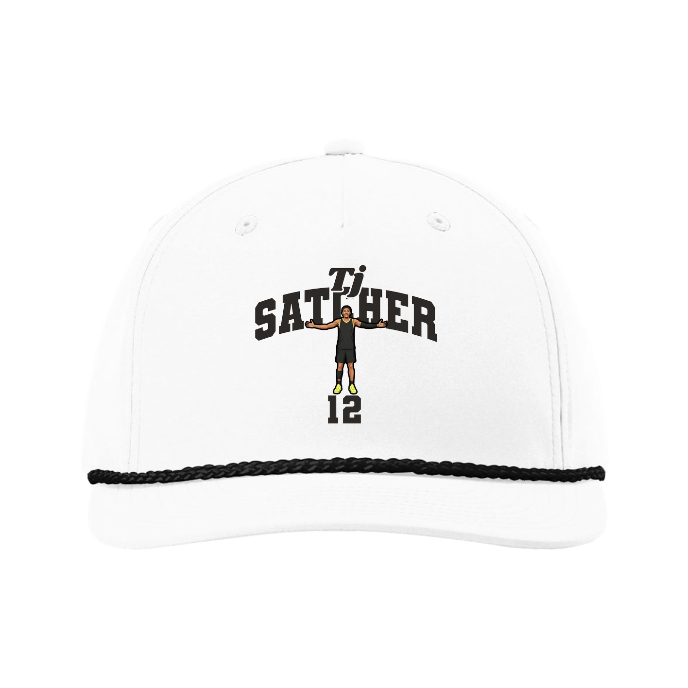 Five-Panel Classic Rope Cap — Signature Arch in White
