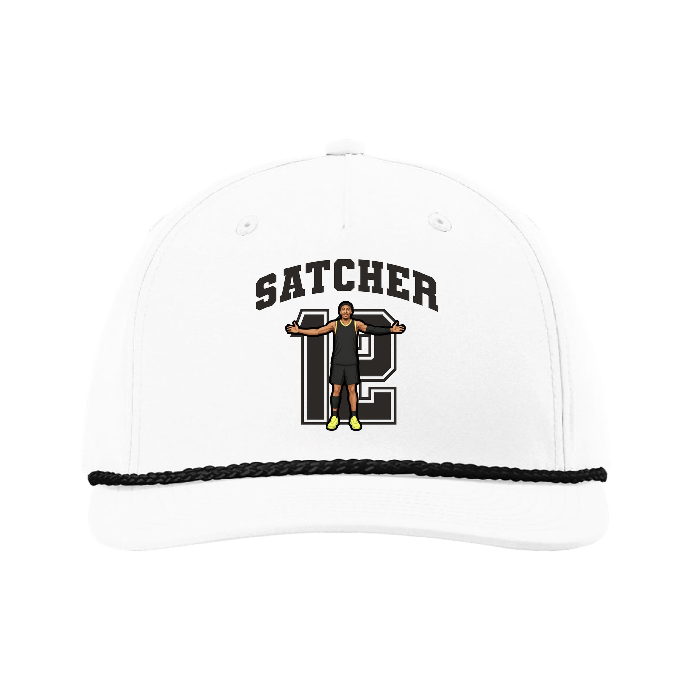 Five-Panel Classic Rope Cap — Number in White