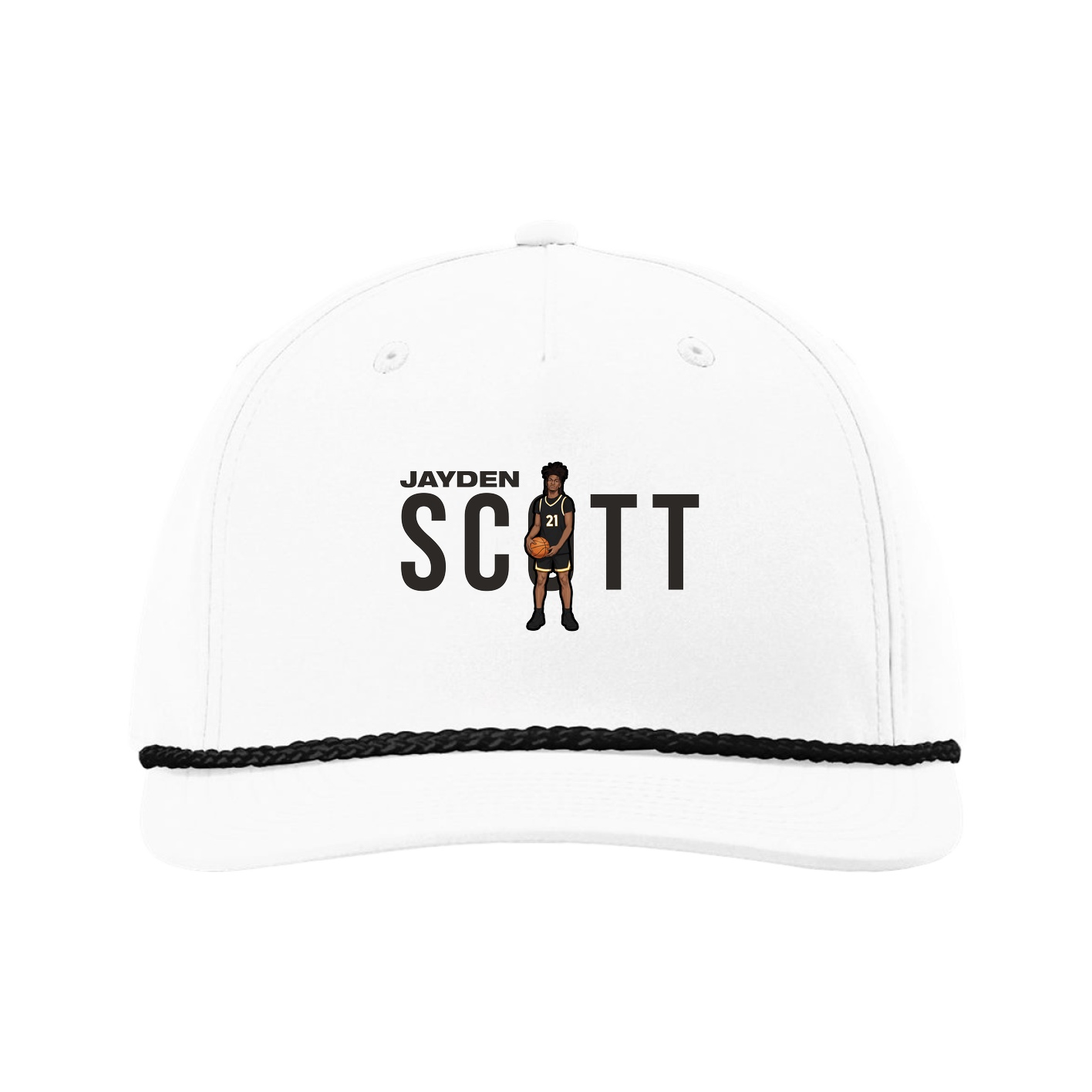 Five-Panel Classic Rope Cap — Player Name in White