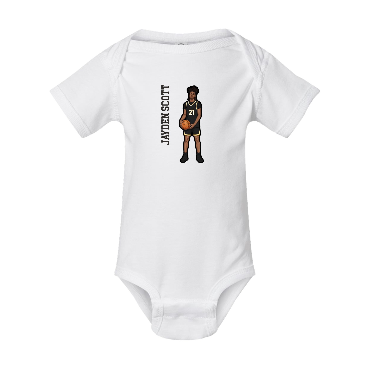 Baby Onesie — Name Vertical in White