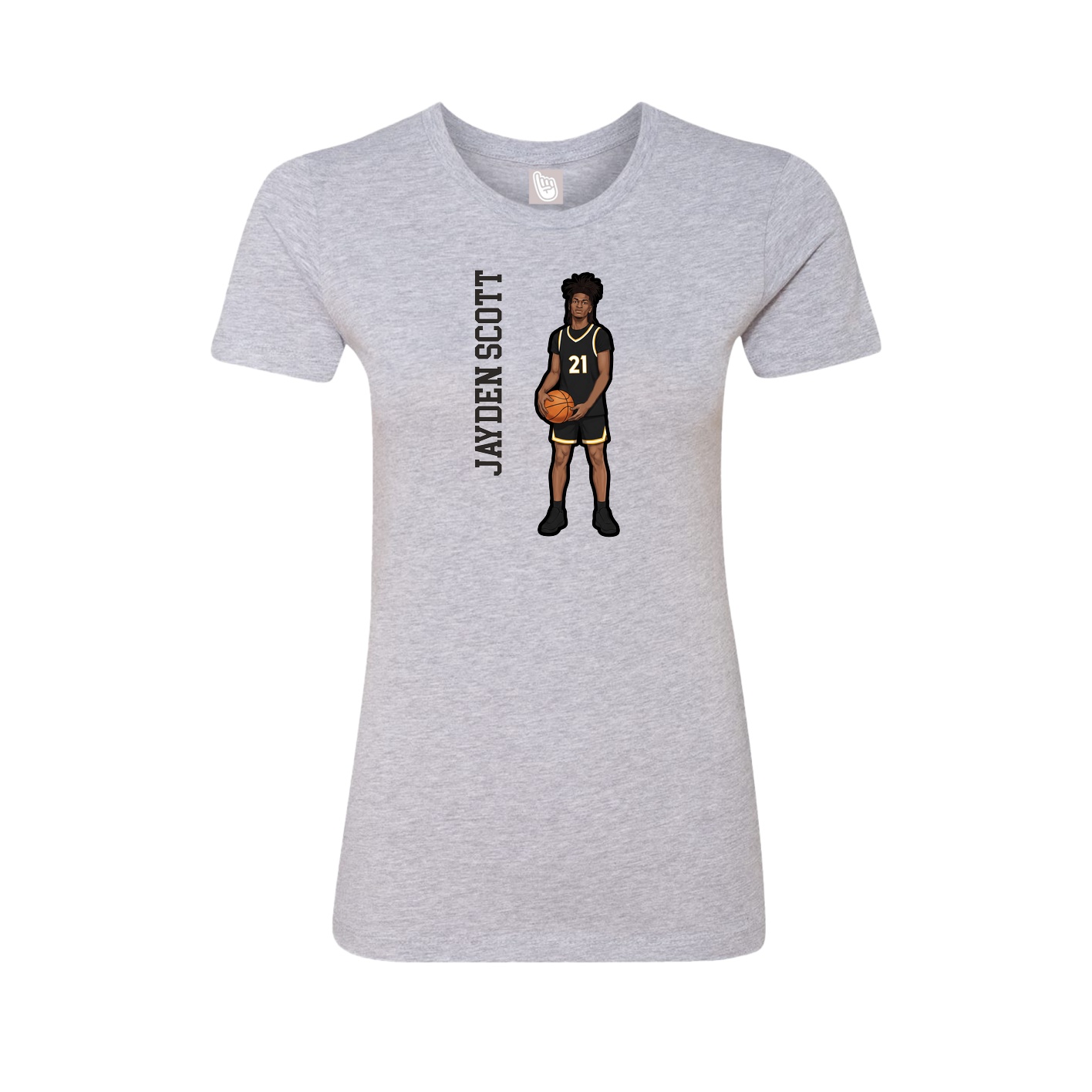 Fitted Women's Tee — Name Vertical in Grey
