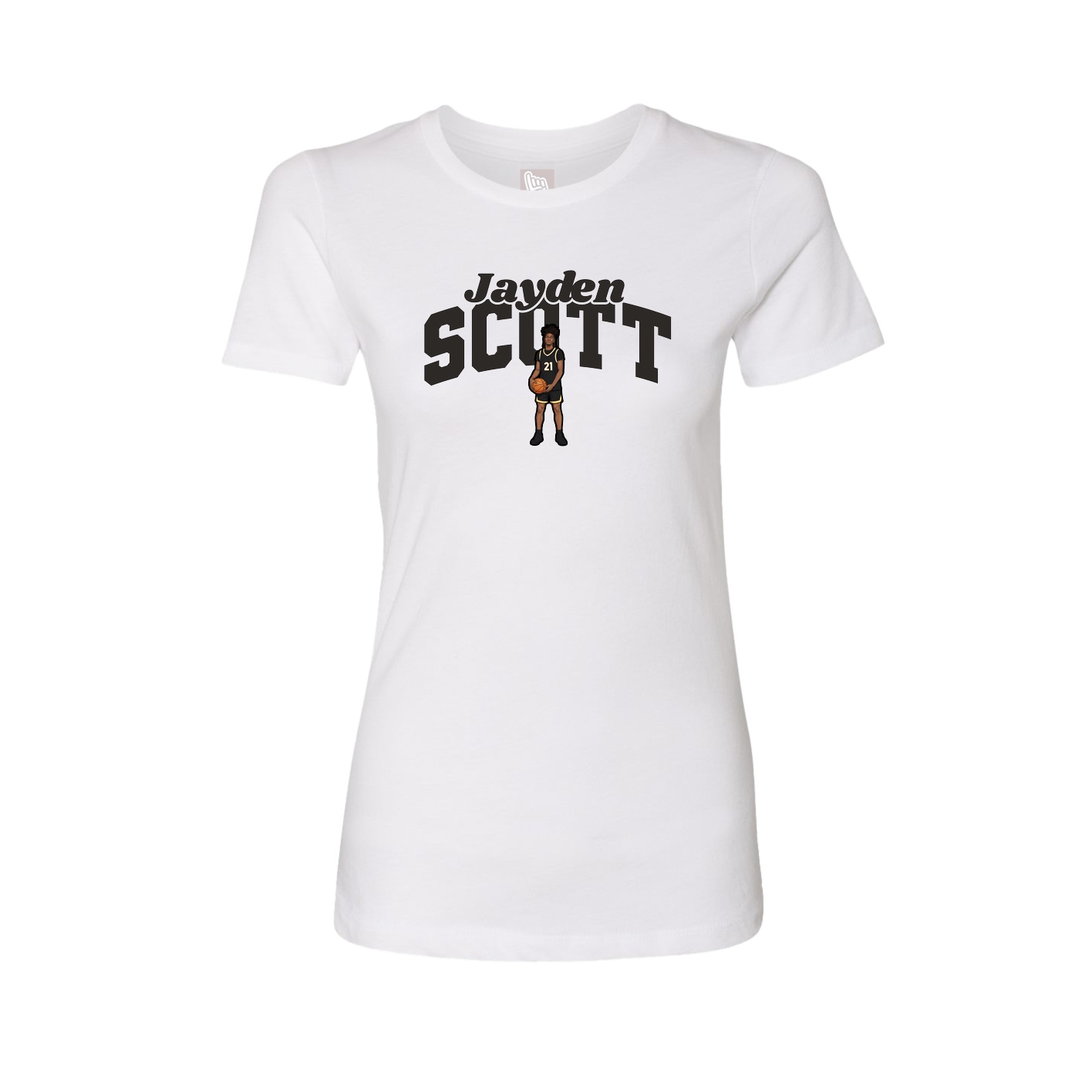 Fitted Women's Tee — Signature Arch in White