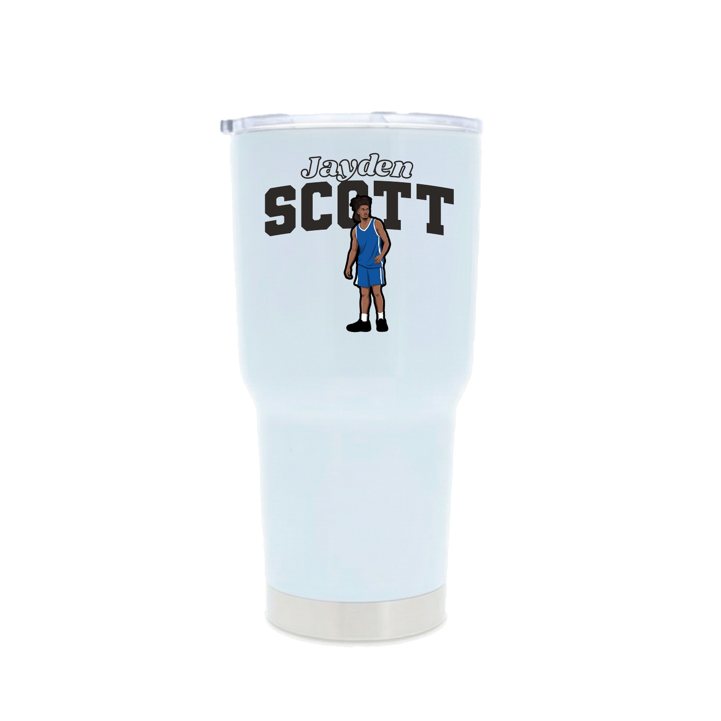 30oz Stainless Steel Tumbler — Name Arch in White