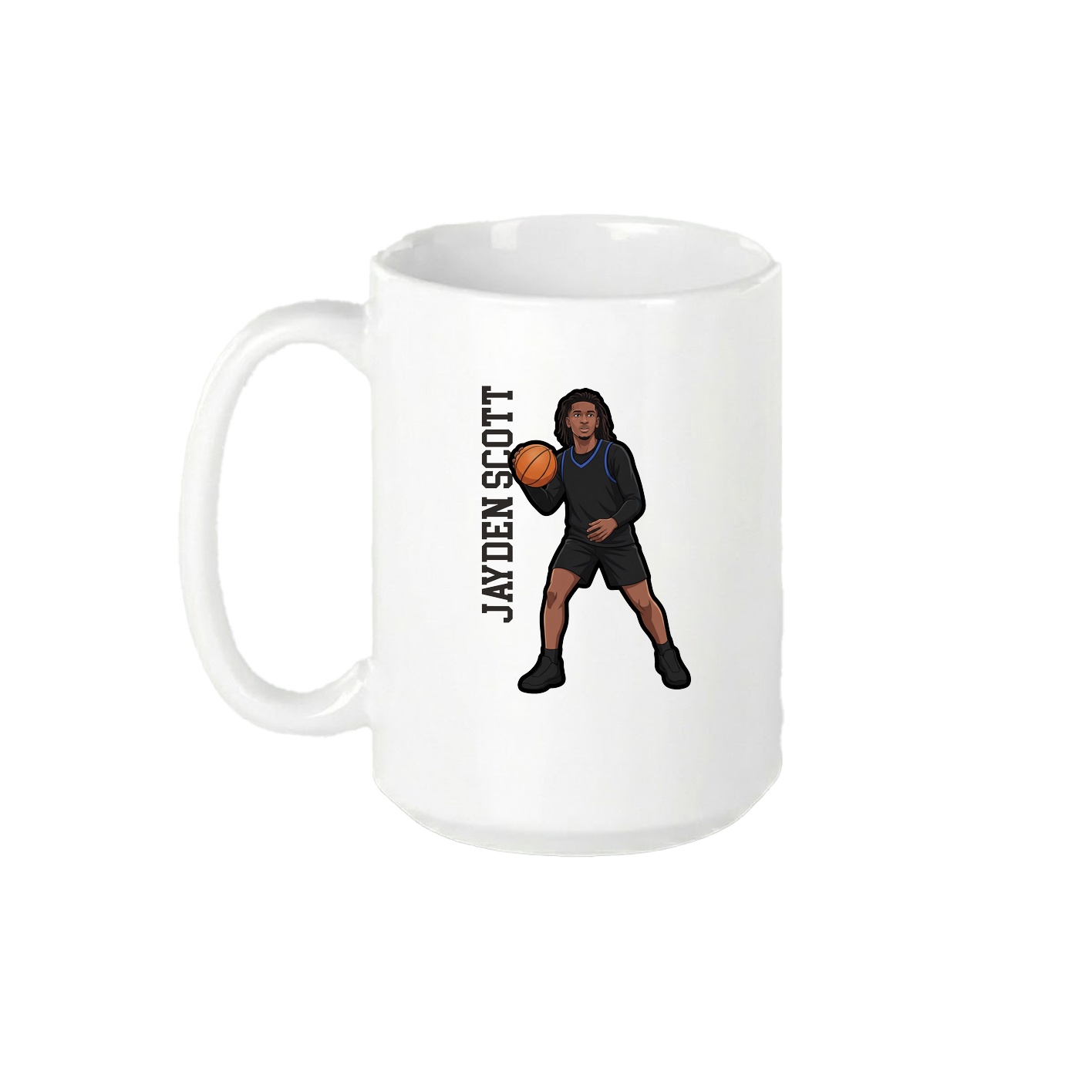 15oz Coffee Mug — Name Vertical in White
