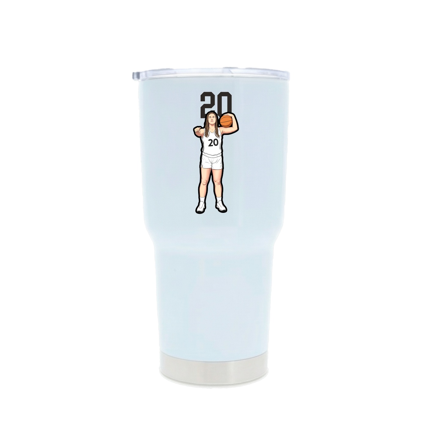 30oz Stainless Steel Tumbler — Number Top in White