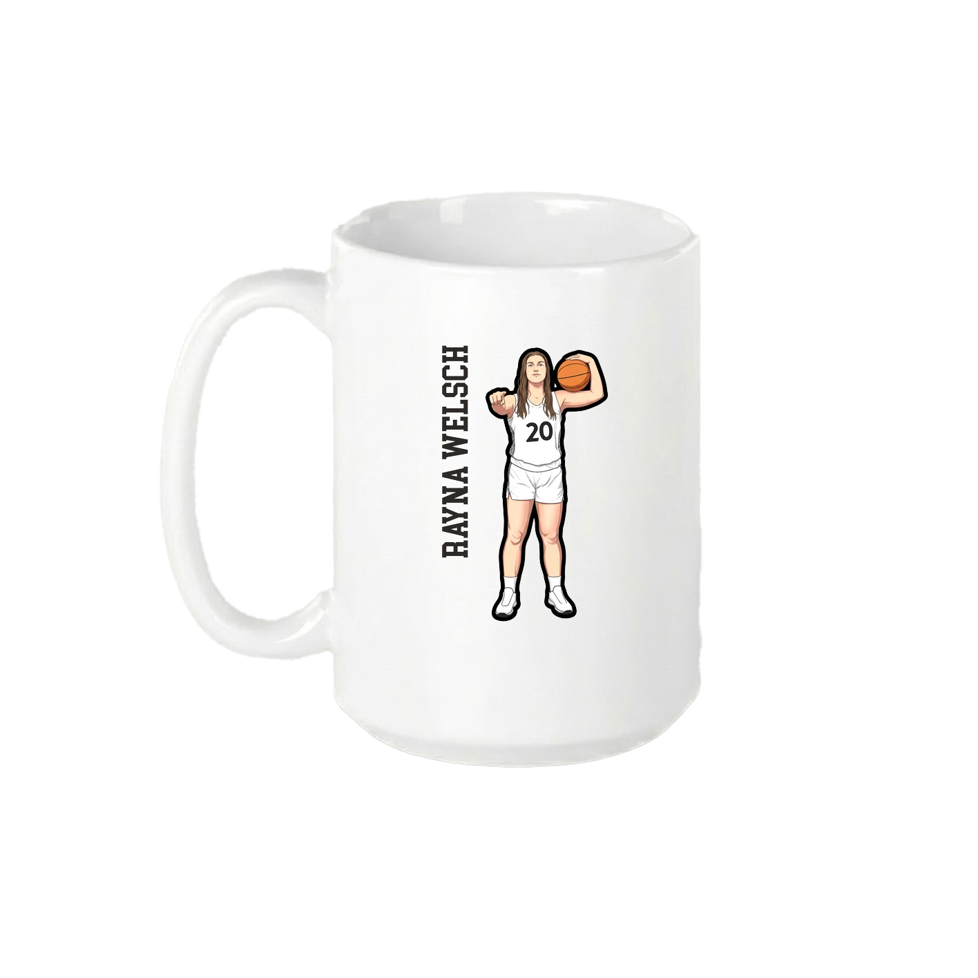 15oz Coffee Mug — Name Vertical in White