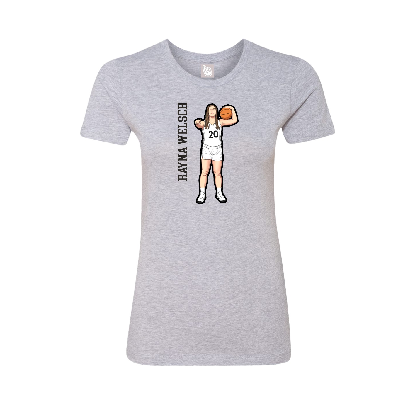 Fitted Women's Tee — Name Vertical in Grey